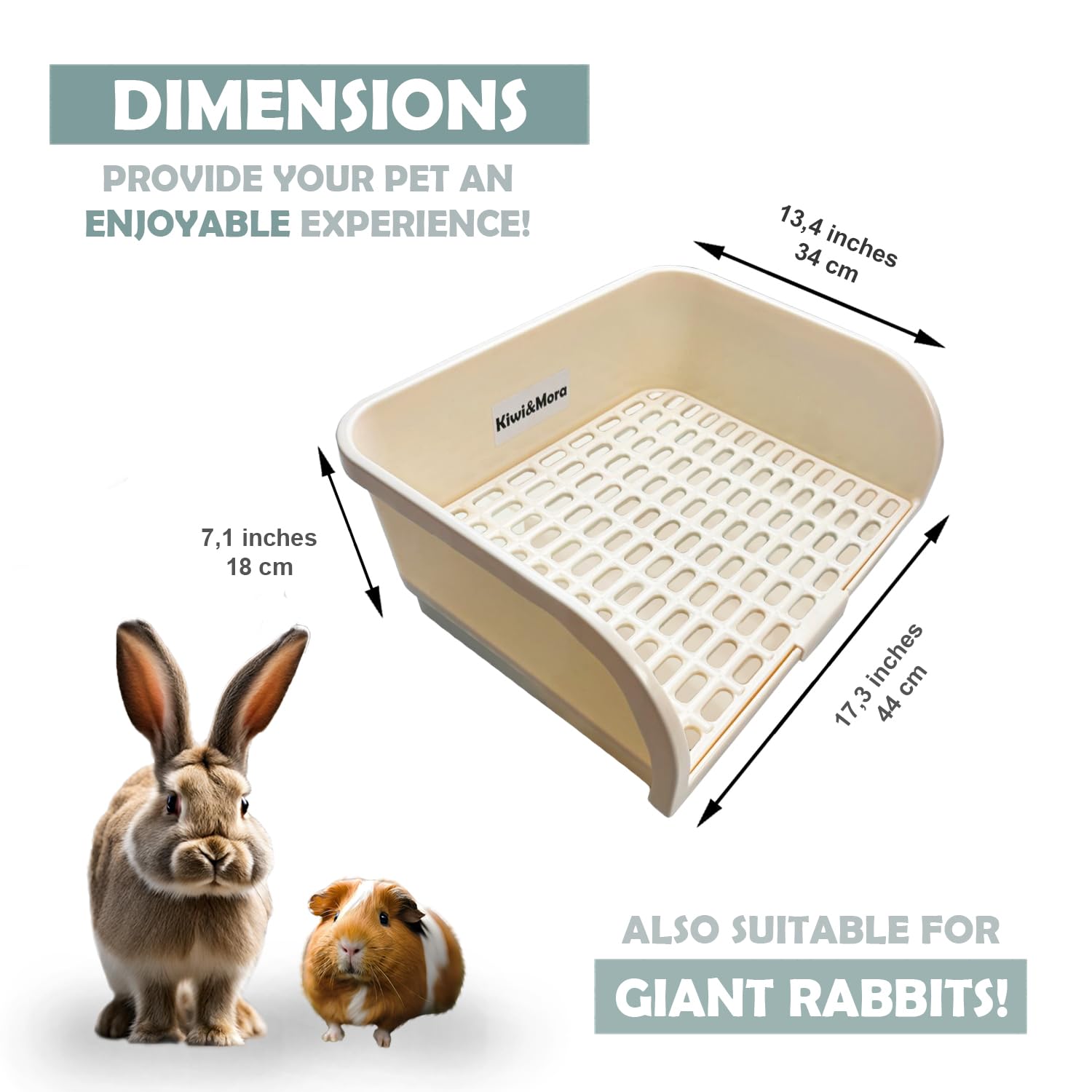 Kiwi & Mora Rabbit Litter Box - Extra Large Bunny Litter Box, Easy To Clean And Disassemble, Prevents Odors And Stains. Training