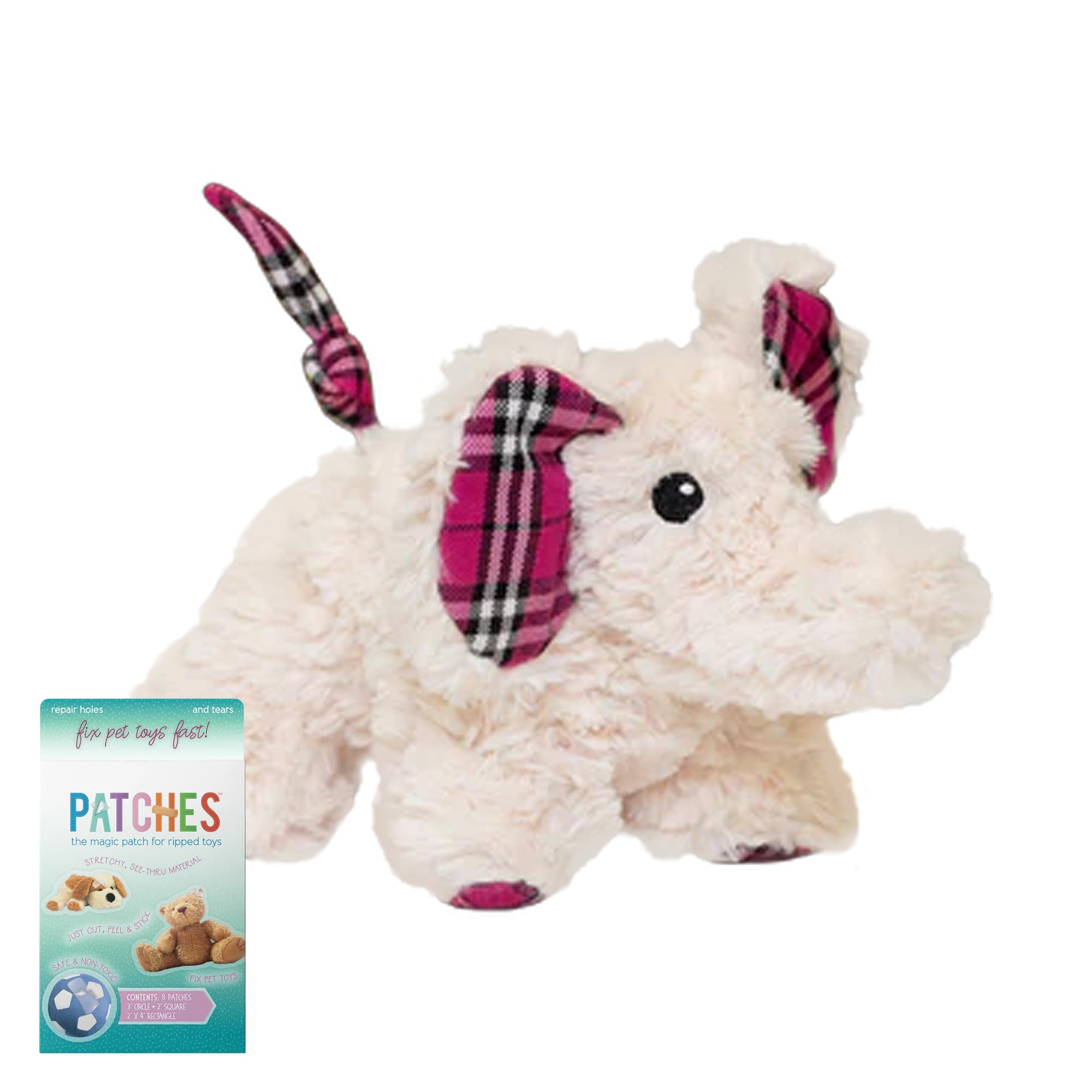 Snugarooz Ella The Elephant Dog Toy With Repair Patch – Plush & Durable Chew Toy For Dog - Made From Recycled Materials - Squeaky And Crinkly Material
