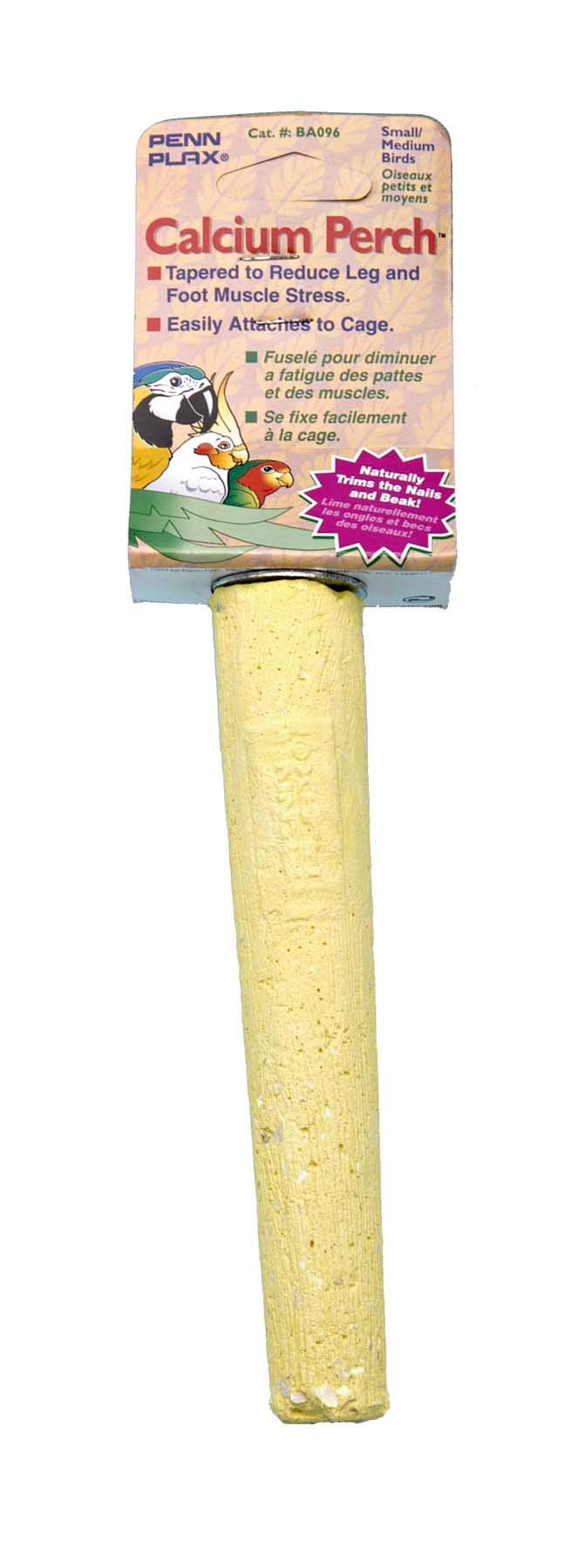 Penn-Plax Bird-Life Calcium Trimmer-Perch, Naturally Trims Nails & Beak - Easy-Mounting Bird Perch Stand for Cages - Great for P