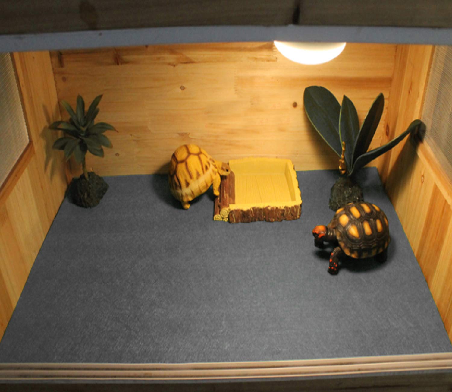 Hercocci 2 Pack Reptile Carpet, 39’’ X 20’’ Terrarium Bedding Substrate Liner Reptile Cage Mat Tank Accessories For Bearded Dragon Lizard Tortoise Leopard Gecko Snake (Grey)