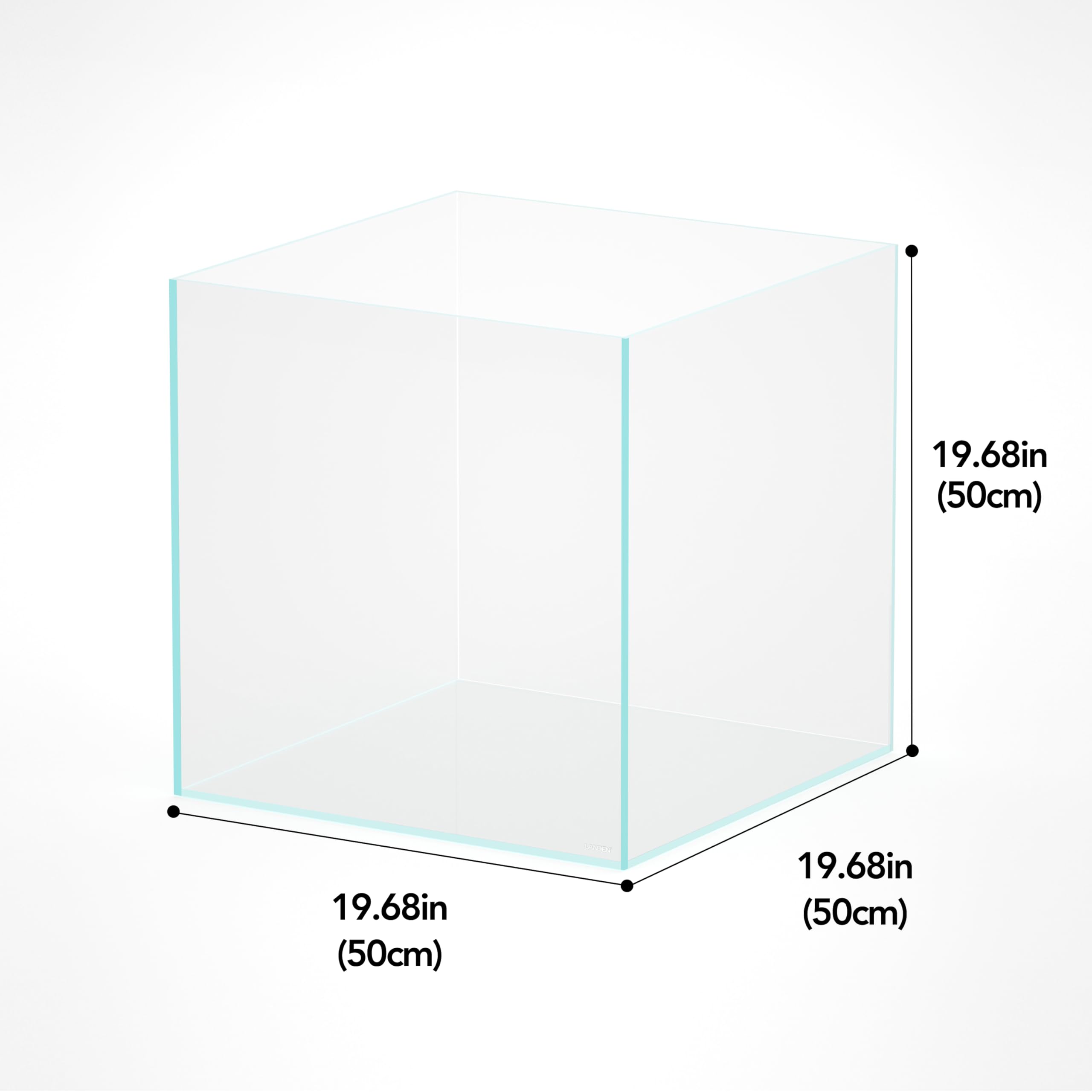 LANDEN 31 Gallon Cube Rimless Low Iron Aquarium Fish Tank,19.7'' L    19.7'' W    19.7'' H (50cm x 50cm x50cm) 6mm Thickness wit