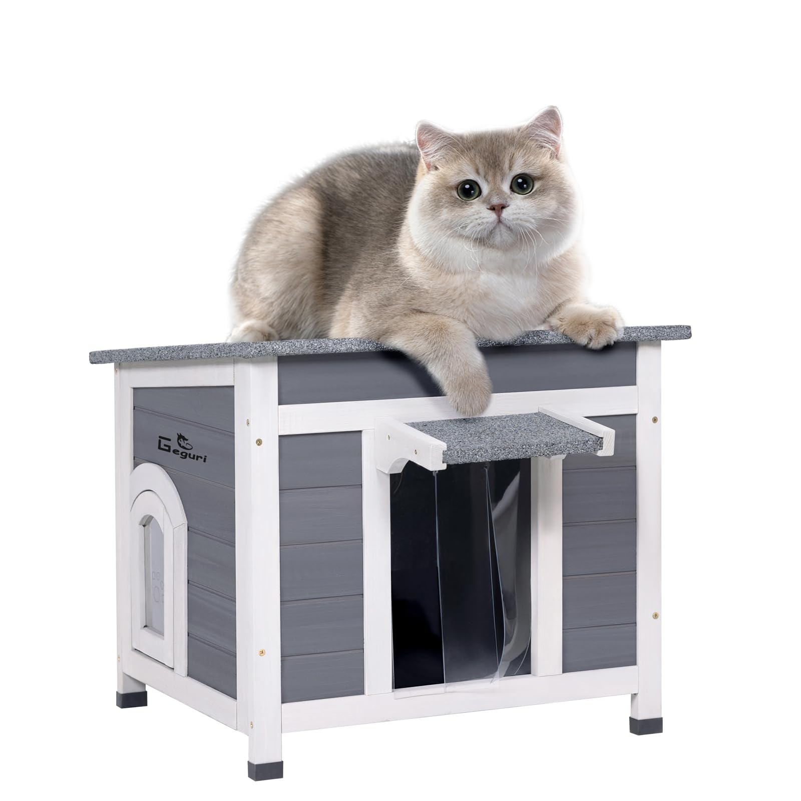 Geguri Outdoor Cat House, Weatherproof Feral Cat Shelter For Winter