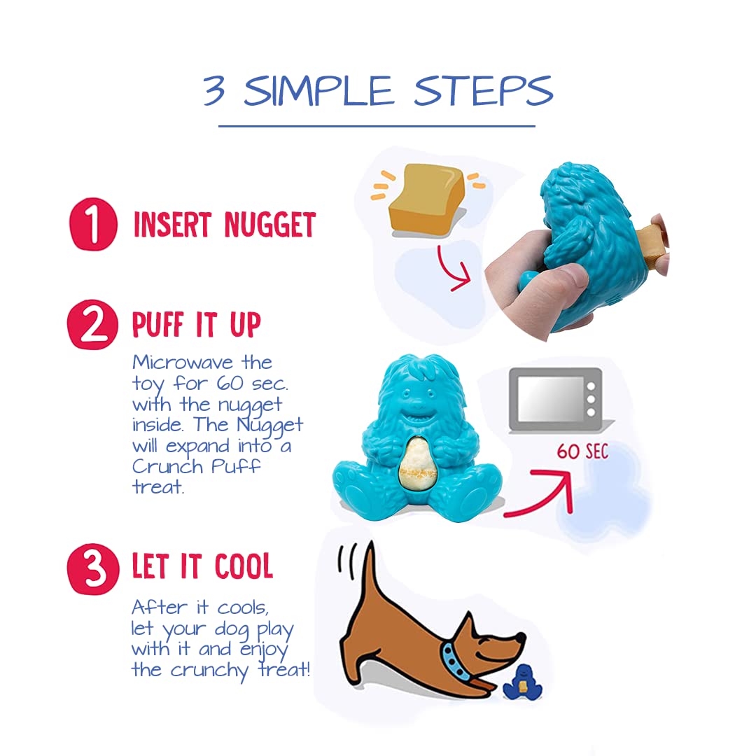 Yeti Puff and Play Dog Toy Interactive Nuggets Treats Dispenser Puzzle, Fun Stimulating Chew Toy for Teething, Behavior Training