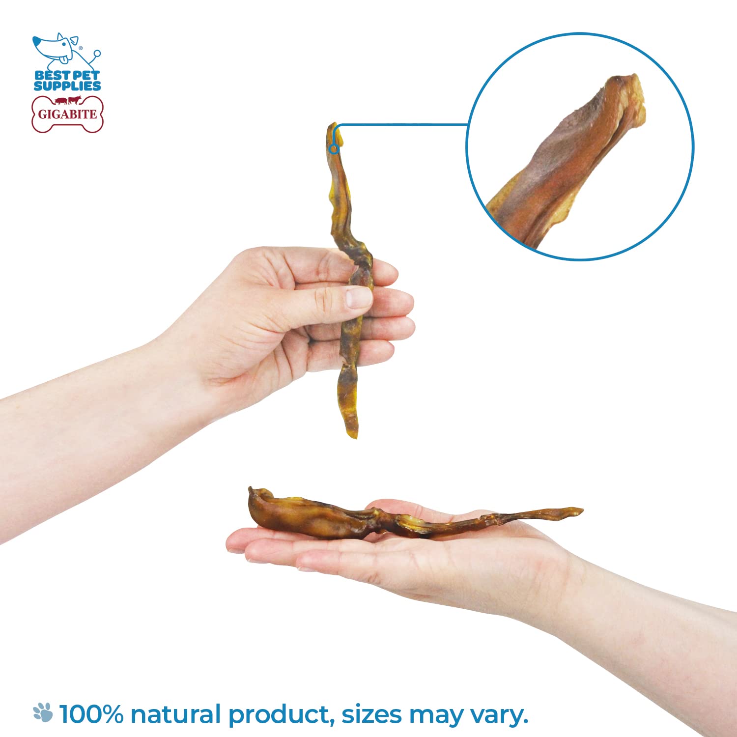 Best Pet Supplies GigaBite Roasted Pig Ear Strips for Dogs - Natural Dog Chews, Roasted Pig Ear Strips, Safe for Puppies and Agg