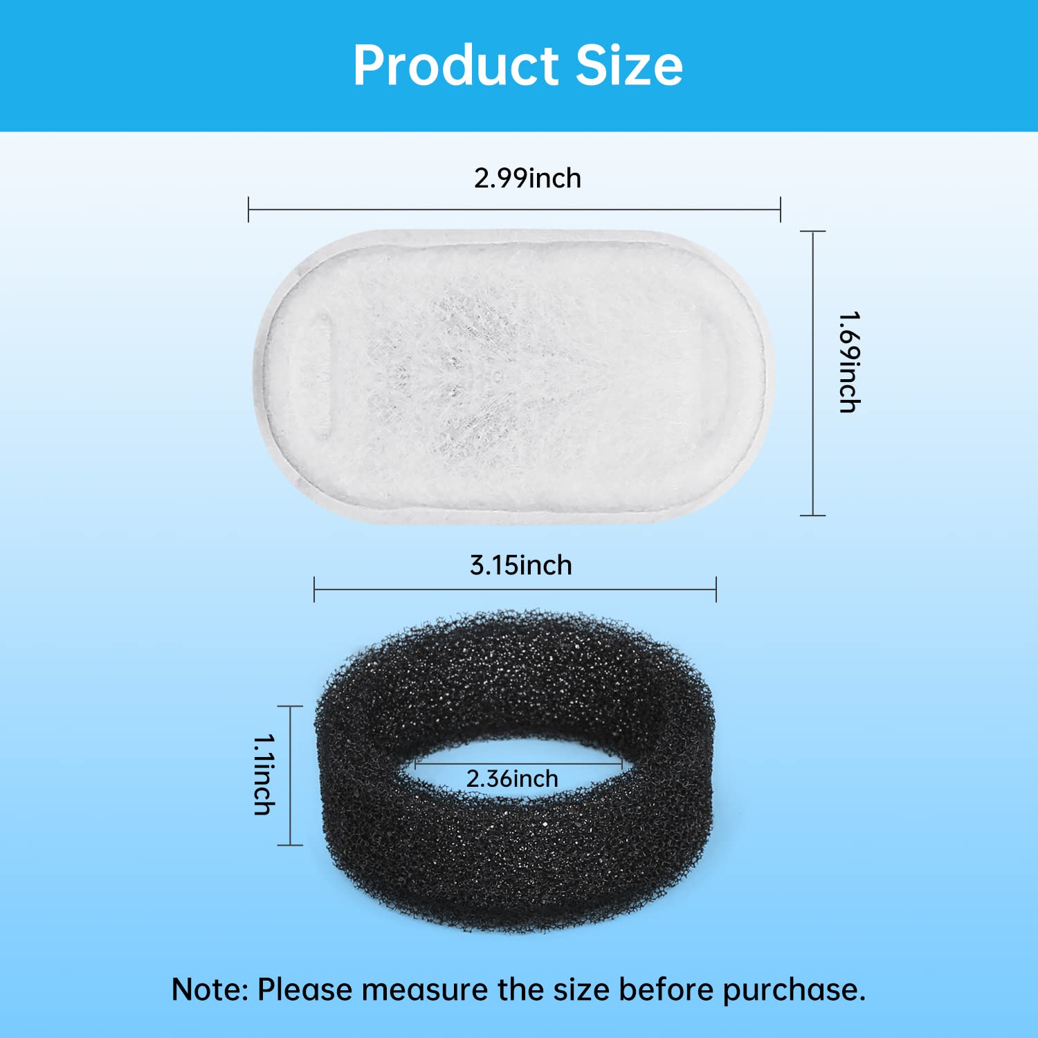 Cat Water Fountain Filters, 4 Pack Replacement Filters & Pre-Filter Sponges For 3.2L/108Oz & 67Oz/2L Stainless Steel Pet Fountai