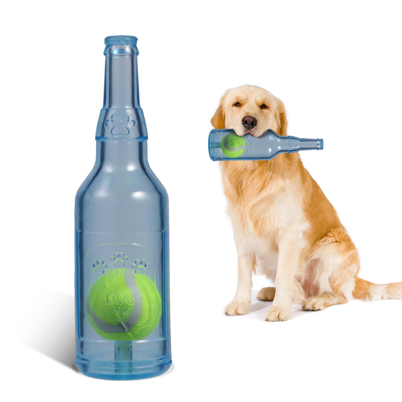 Metionc Indestructible Dog Toys For Aggressive Chewers, Contains Tennis Ball, Durable Squeaky Dog Toys (Blue, S)