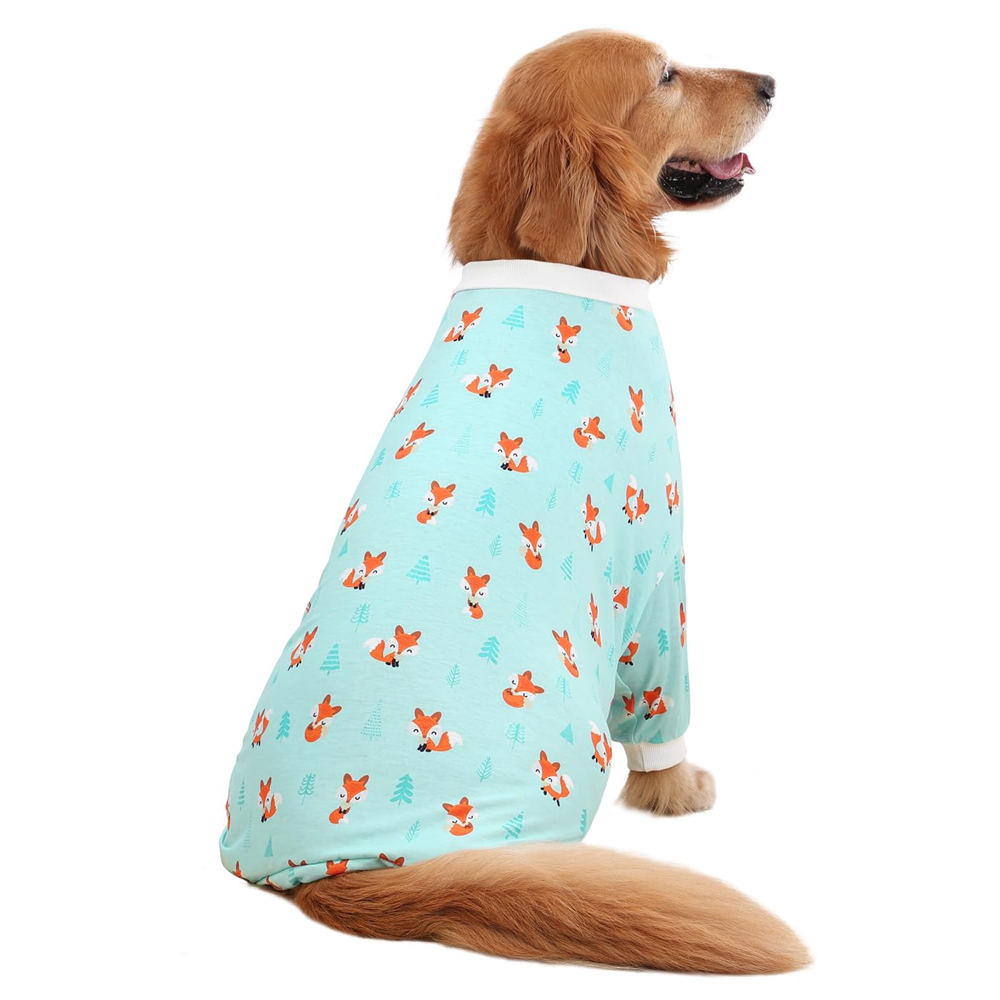 HDE Dog Pajamas One Piece Jumpsuit Lightweight Dog PJs Shirt for M-3XL Dogs Winter Foxes - 3XL