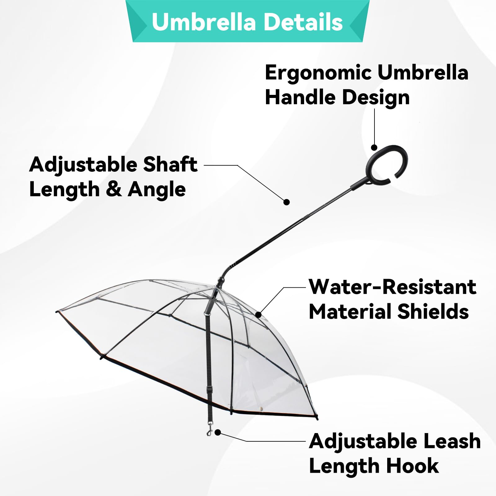 Namsan Clear Dog Umbrella For Small Dogs, Dog Umbrella Leash Keeps Dogs Dry In Rain Walking, Small Dog Rain Umbrella With Adjust