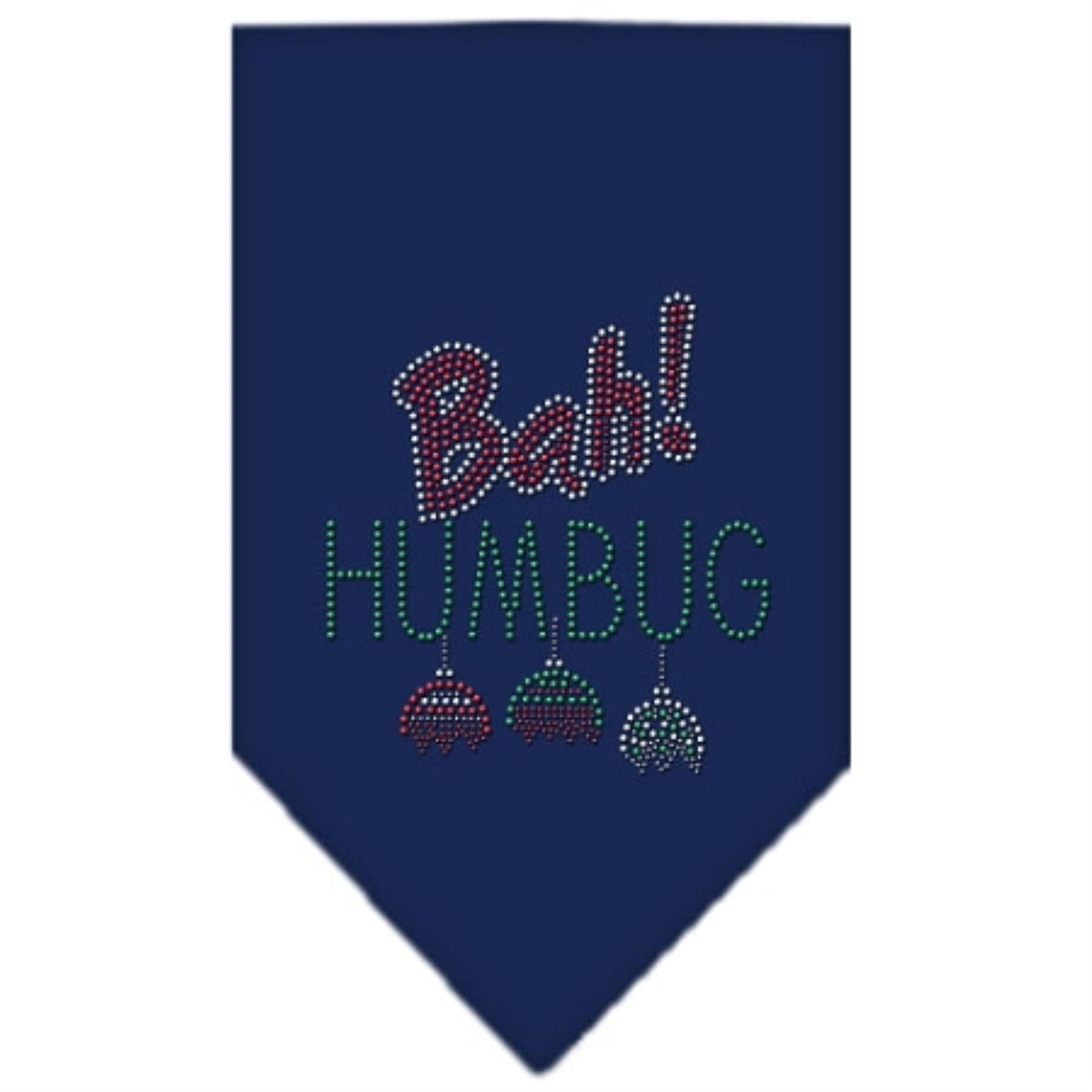Christmas Pet and Dog Bandana Rhinestone, Bah Humbug Navy Blue Small