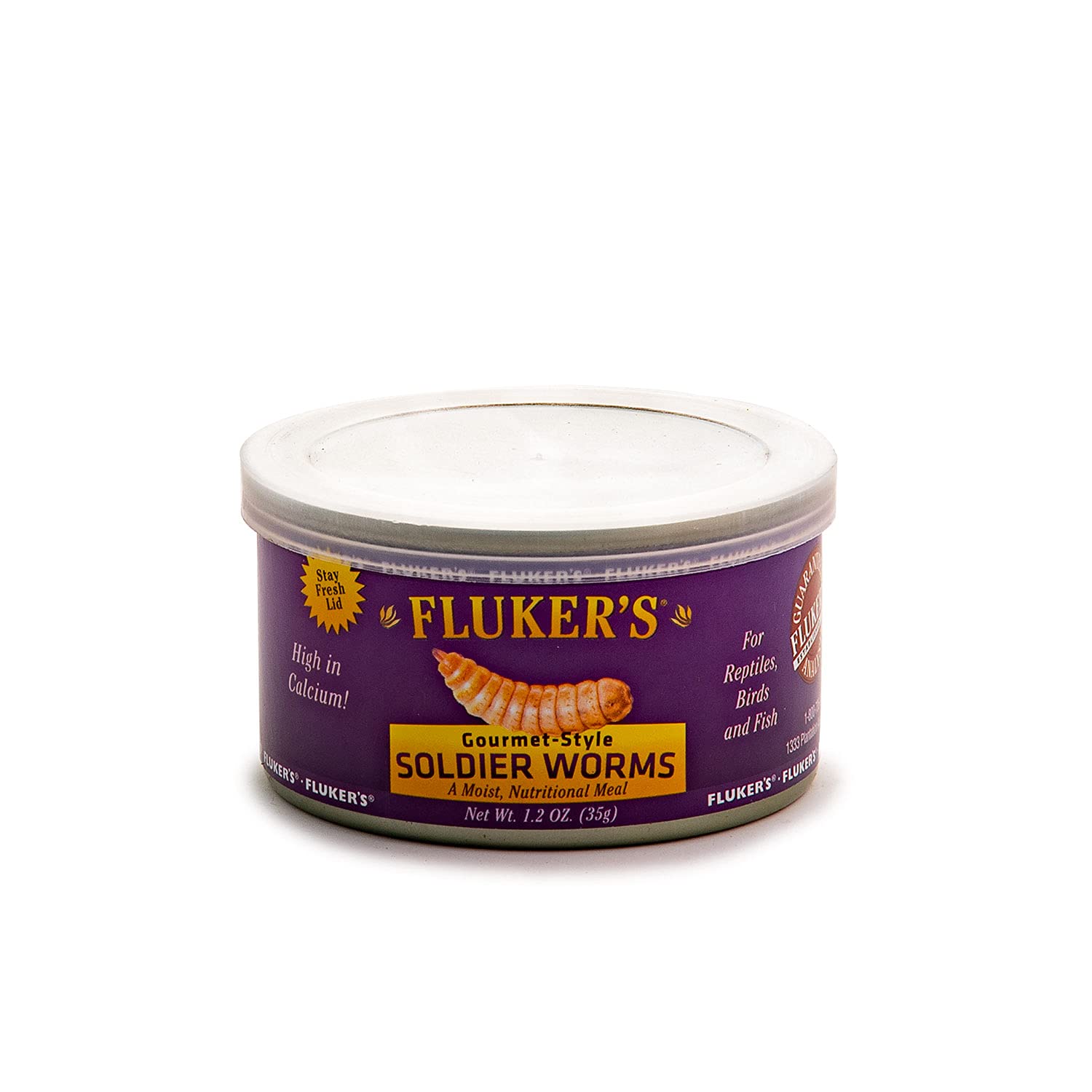 Flukers Gourmet Canned Food for Reptiles, Fish, Birds and Small Animals, Soldier worms, 1.2 oz
