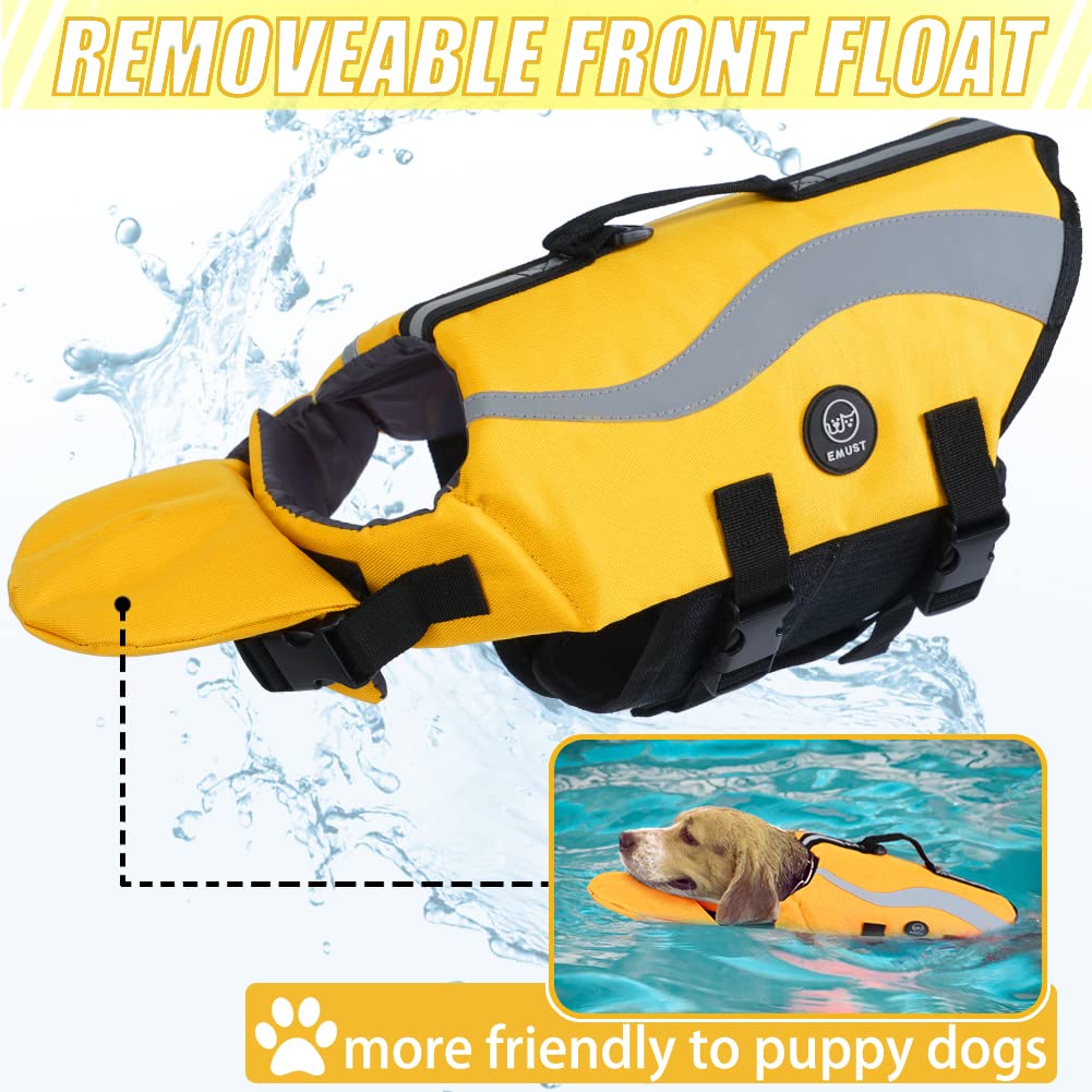 Emust Dog Flotation Vest, Reflective Life Jacket For Small Dogs With Rescue Handle, Small Dog Vests Lifesaver For Swimming Boati
