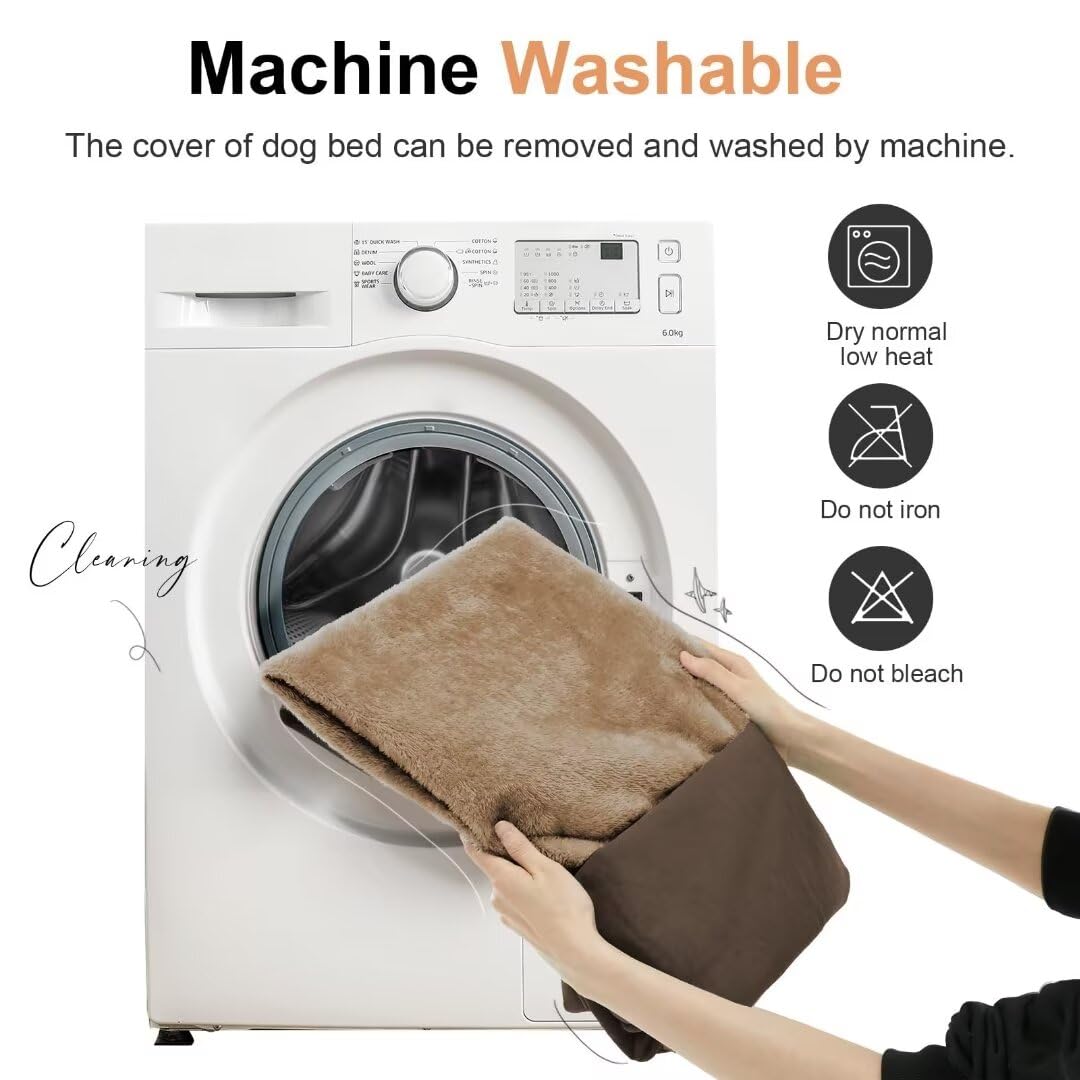 Large Dog Bed Orthopedic Washable: Beds Bolster Xl Bed Big Xlarge Dogs Memory Foam Sofa Couch Waterproof Removable Cover - Brown