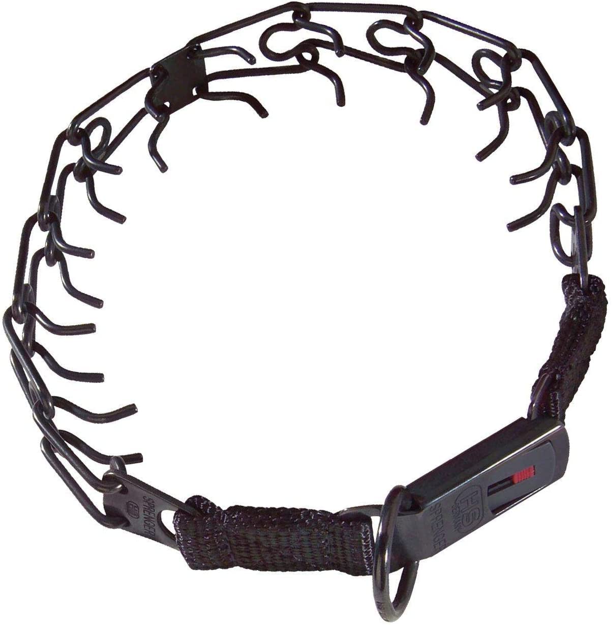 Herm Sprenger Black Stainless Steel Prong Collar With Buckle For Dogs, 3.2Mm Large