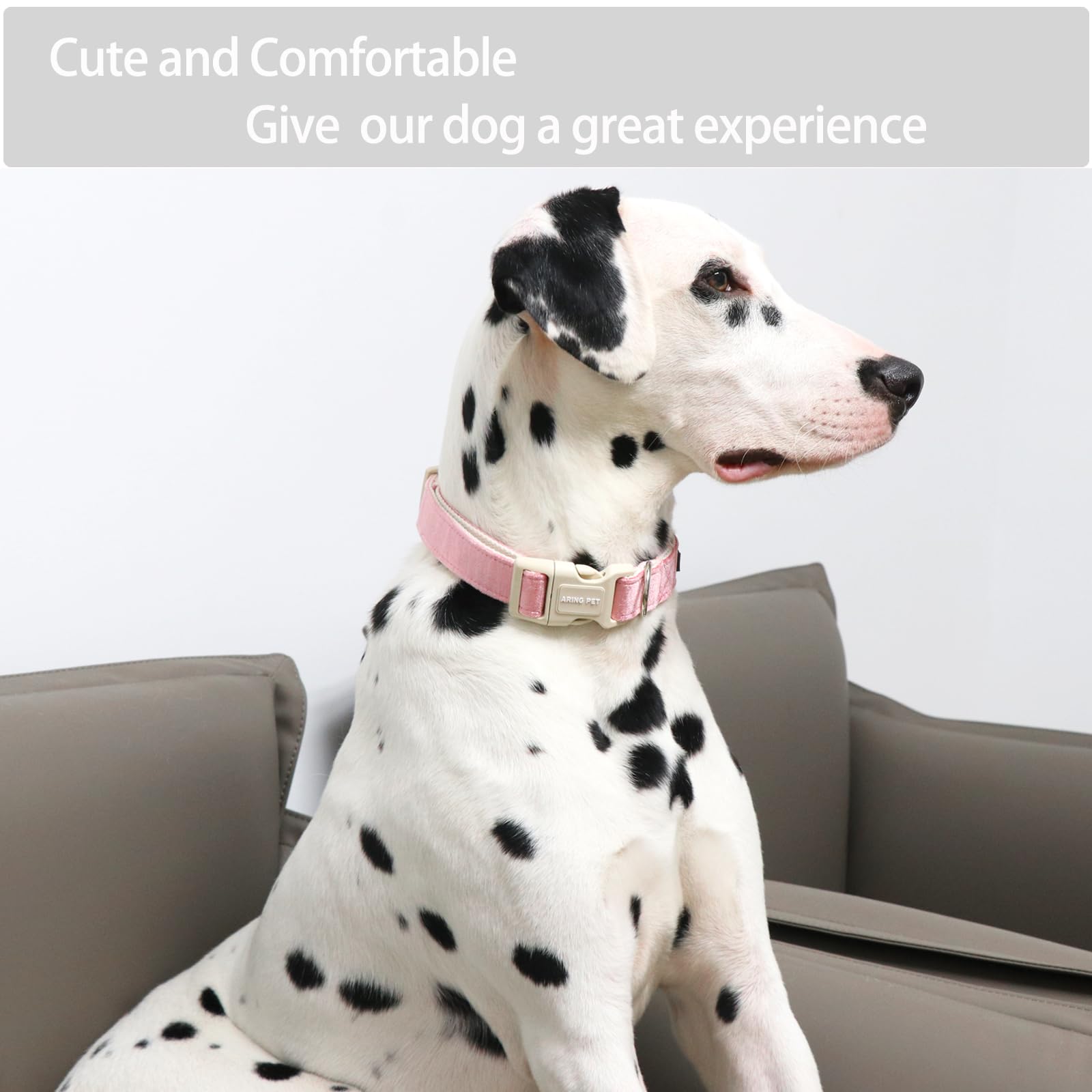 Aring Pet Pink Dog Collar-Cute Dog Collar For Small Dogs, Lightweight Cotton Wedding Pet Collars With Quick Release Buckle For S