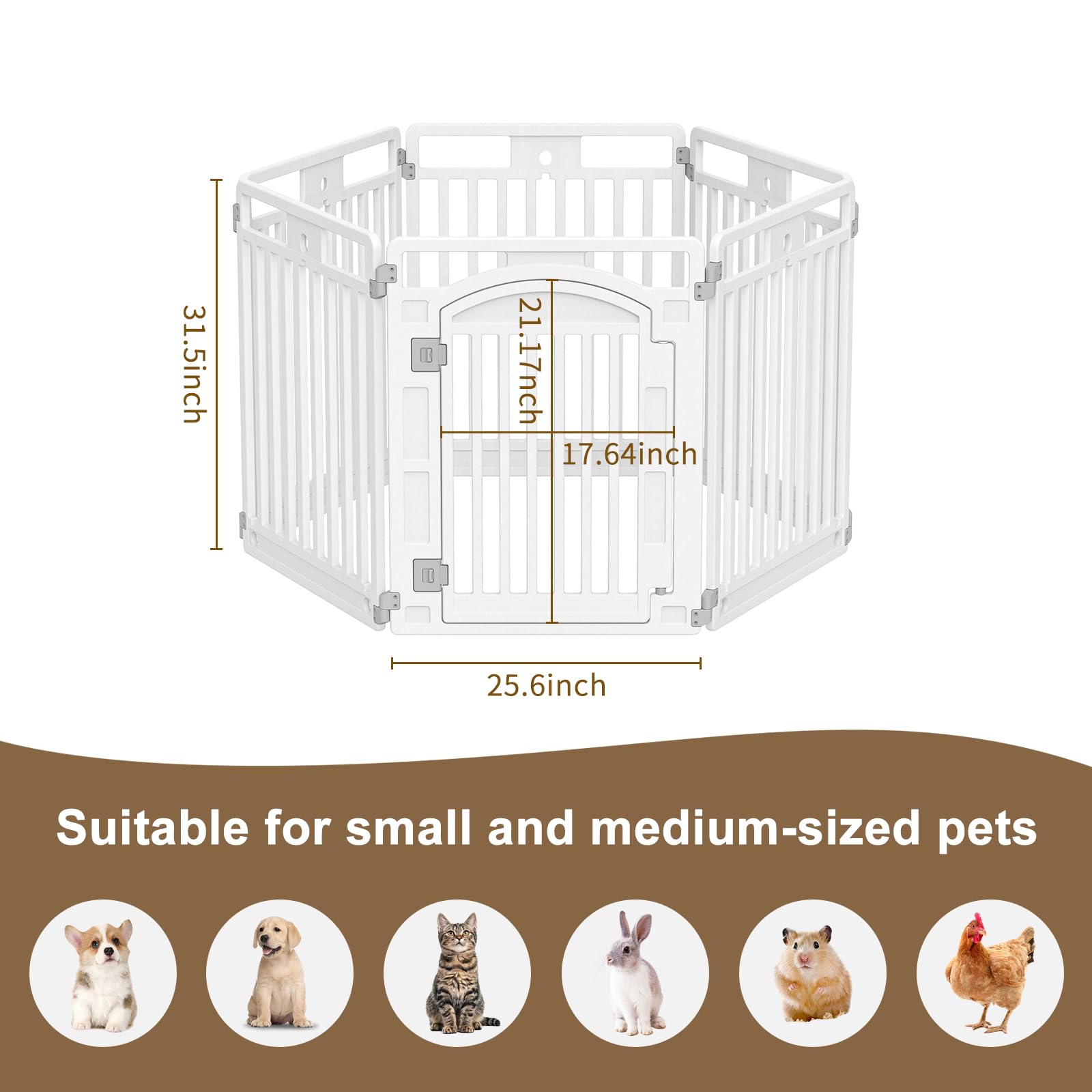 Pet Playpen With Door Dog Foldable Puppy Playpen For Puppies And Small Dogs 6-Panels Easy Assemble Easy Storing For Indoor And O