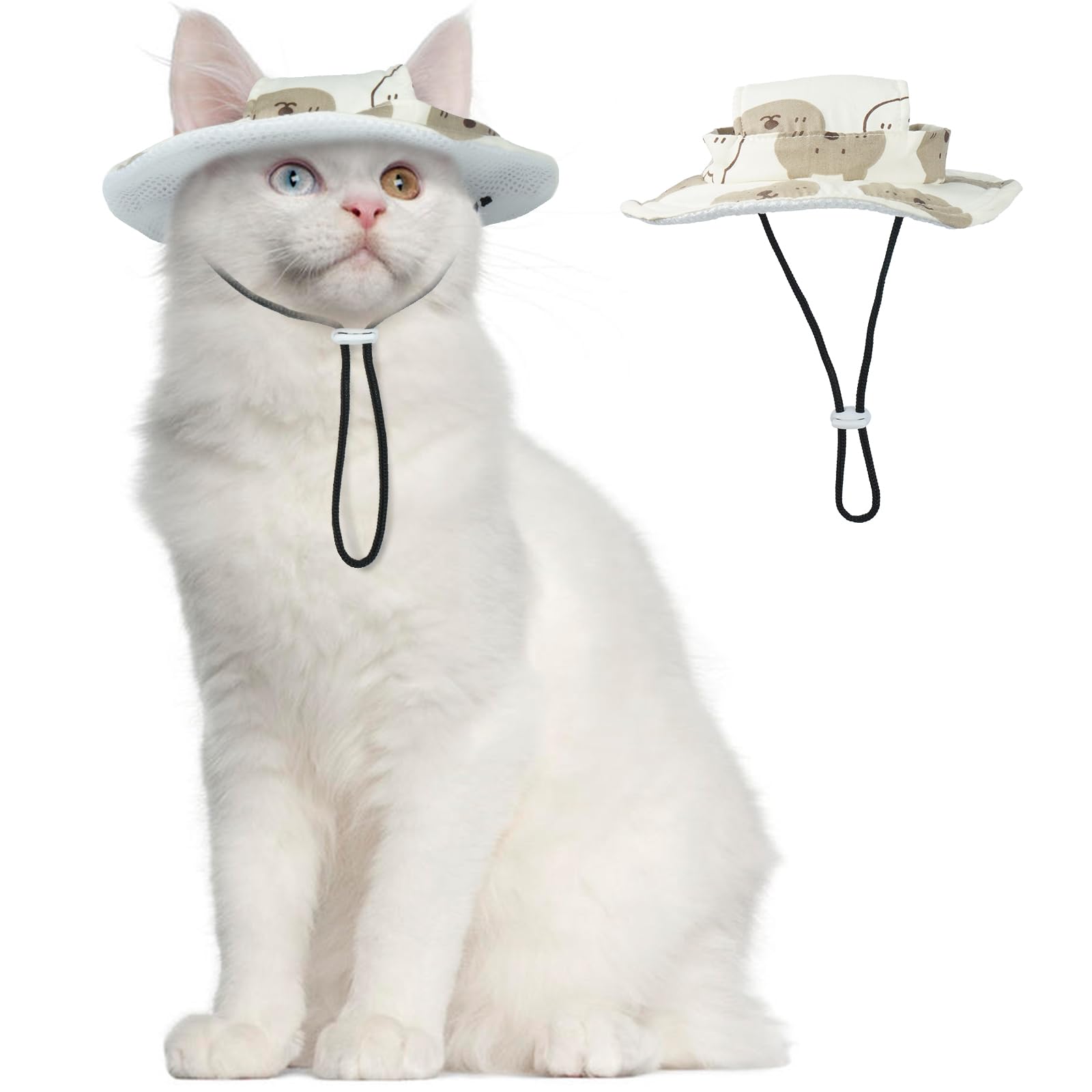 T'Chaque Cat Hats For Cats Only, Cat Sun Hat With Ear Holes, Mini Sombrero For Kittens, Breathable Summer Cap, Outdoor Sun Prote