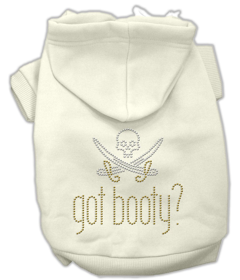 Pet, Dog & Cat Hoodie Rhinestone, Got Booty? Cream SM (3-6 lbs.)