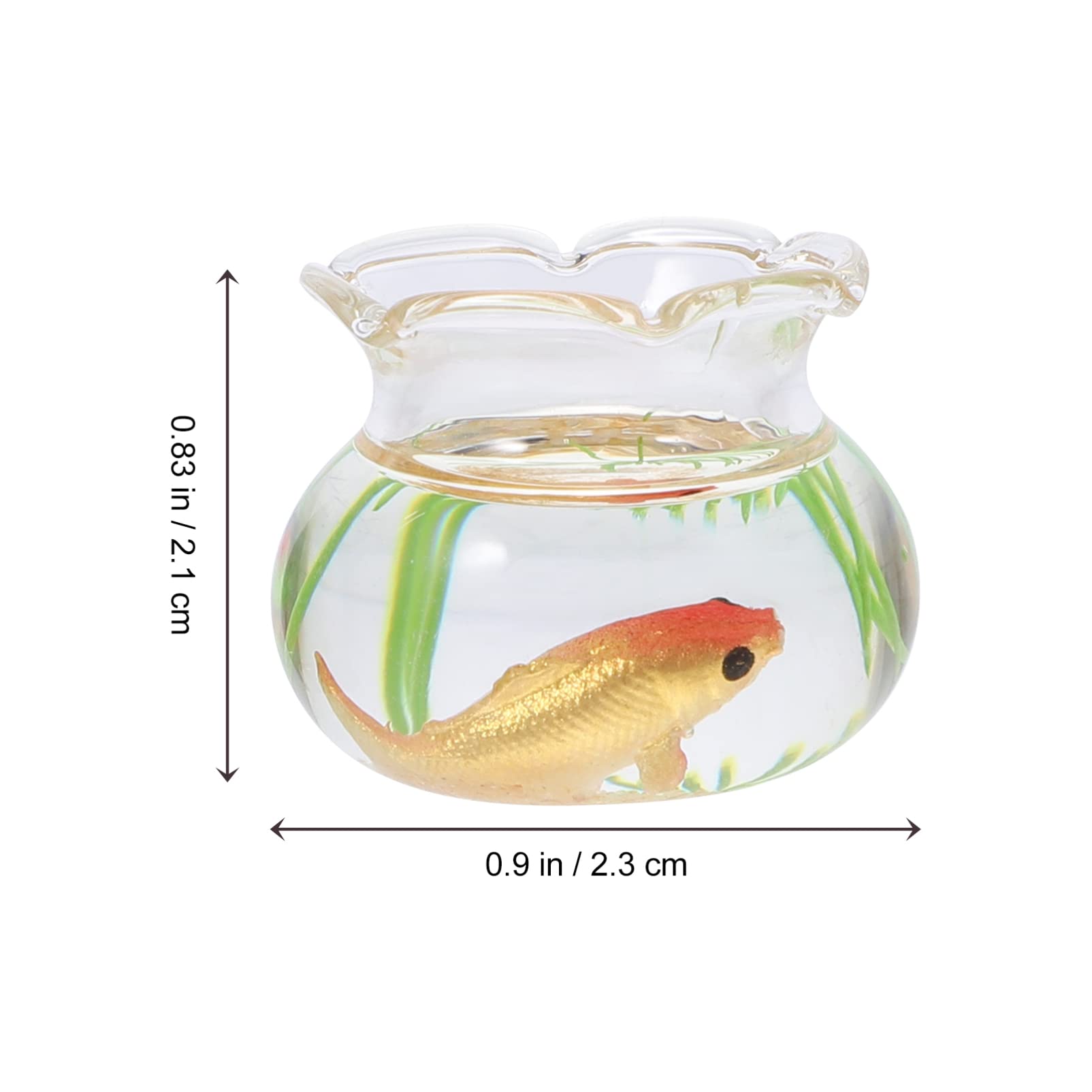 Kisangel 2Pcs Miniature Fish Bowl Fish Tank Mini Fish Tank Accessories (The Color Of Fish Is Random)