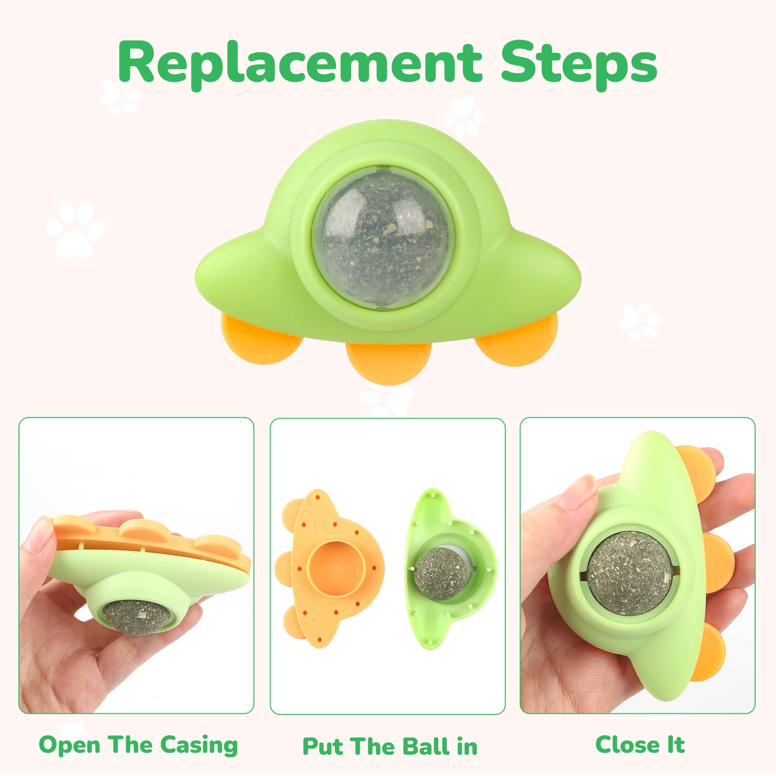 Blugun Cat Nip Ball For Kitty Nip Toys For Indoor Kitten Toy That Stick On Wall 5 Piece(3 Catnip,2 Worm Gall) With 2 Replacement