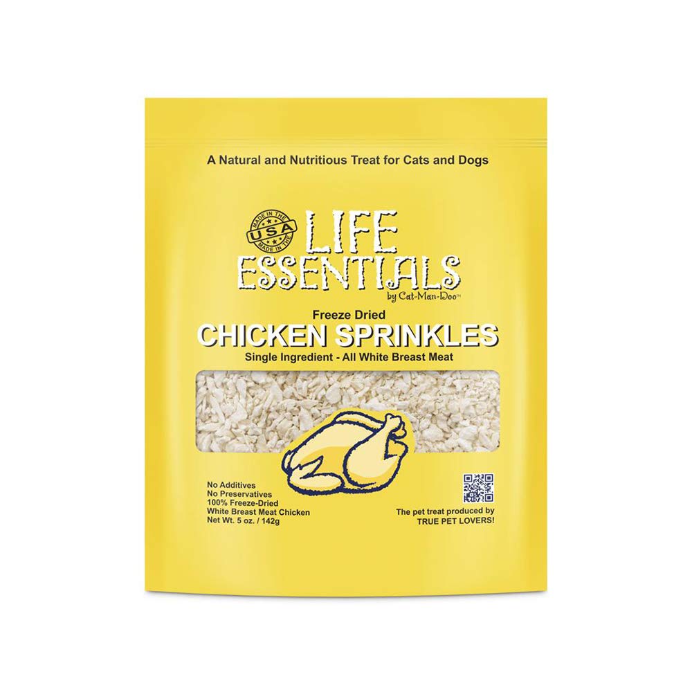Cat-Man-Doo Life Essentials All Natural Freeze Dried Chicken Crushed Sprinkles Powder for Dogs & Cats - No Fillers, Preservative