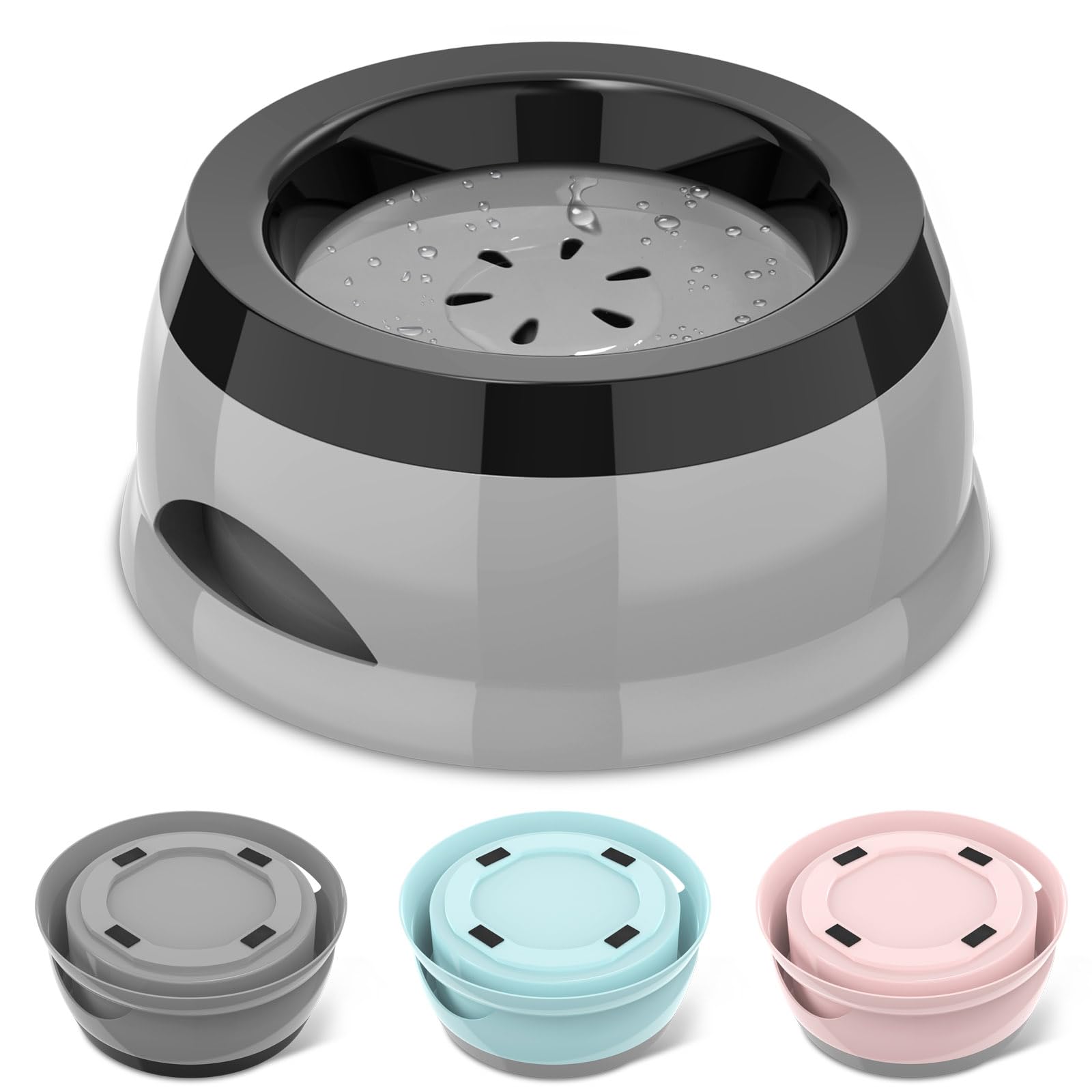 25Oz Slow Drink Dog Water Bowl, Spill-Proof Portable Cat Bowl, Non-Splash No Mess Puppy Kitten Water Feeder, Carried Portable Ba