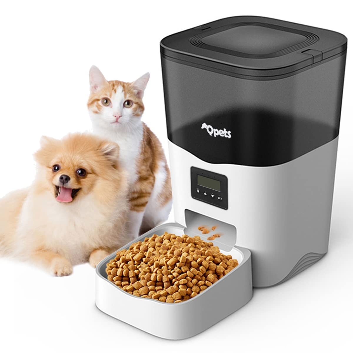 Qpets Acrylonitrile Butadiene Styrene Automatic 3L Cat Dog Feeder With Voice Recorder, Auto Dog Feeder With Quantition Timed & D