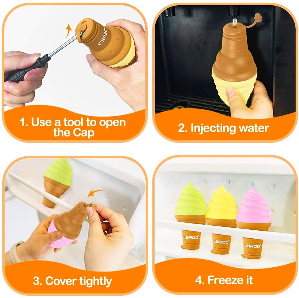 Laroo Dogs Toys For Summer Cooling, Frozen Dog Toys, Full With Water Frozen, Prevention Of Heat Stroke Upgraded Teething Chew Toy (Dog Ice Cream Shape-Yellow).