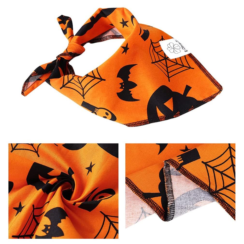 E-Clover Thanksgiving Dog Bandanas & Matching Scrunchie Set Pumpkin Dog Bandana Triangle Pet Bibs Scarf Outfit For Small Medium