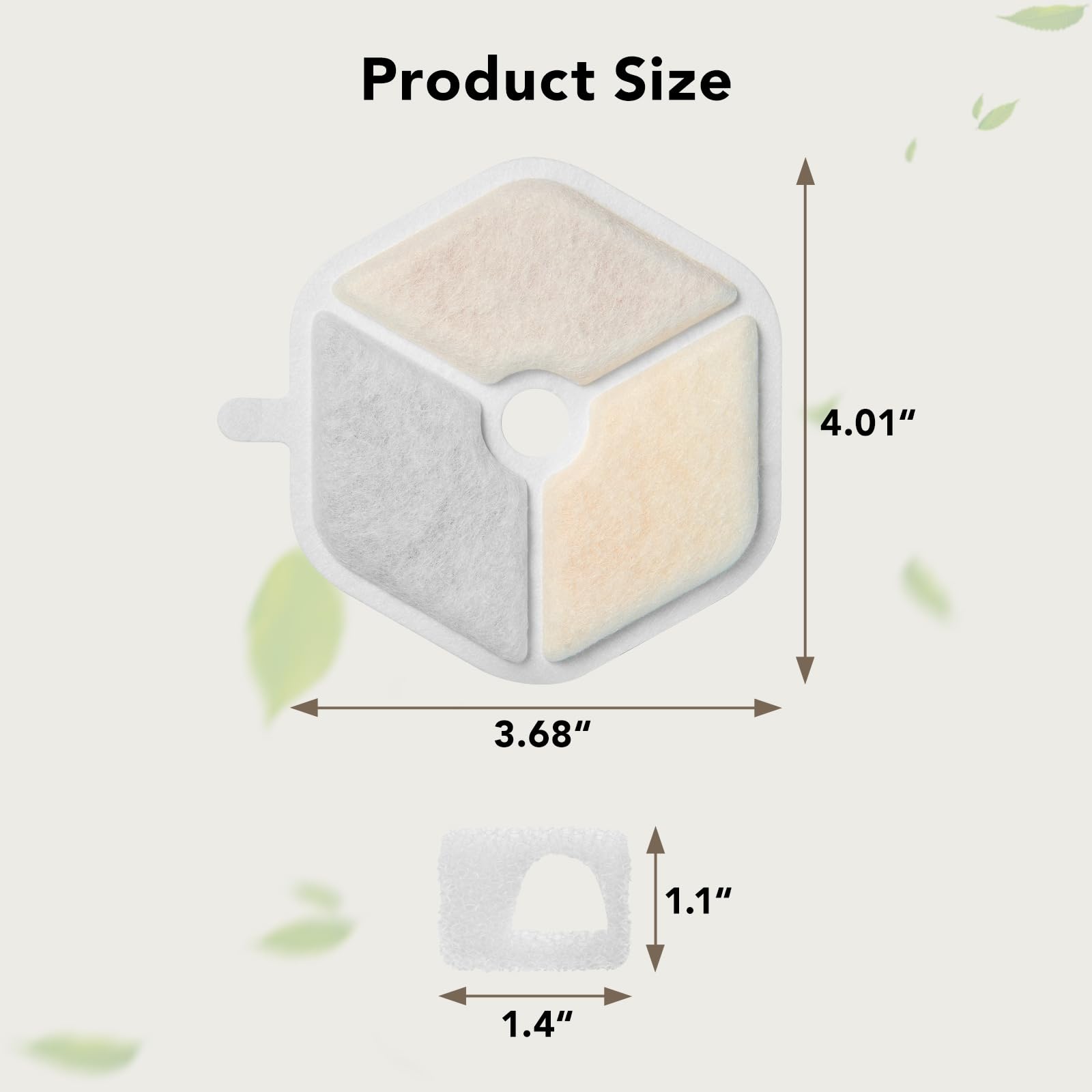 Smartoo Wireless Cat Water Fountain Replacement Filters & Sponges - 3 Filters + 3 Sponges, Activated Carbon, White, Model PSWFS001S-1