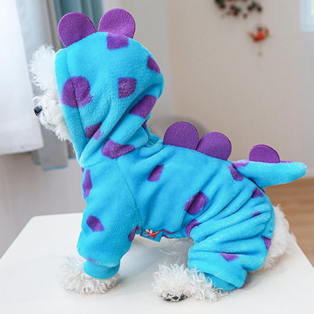 Anelekor Dinosaur Dog Clothes For Small Dogs In Girl Boy Styles,Fleece Winter Puppy Hoodies With Leash Ring,Cold Weather Coat Fo
