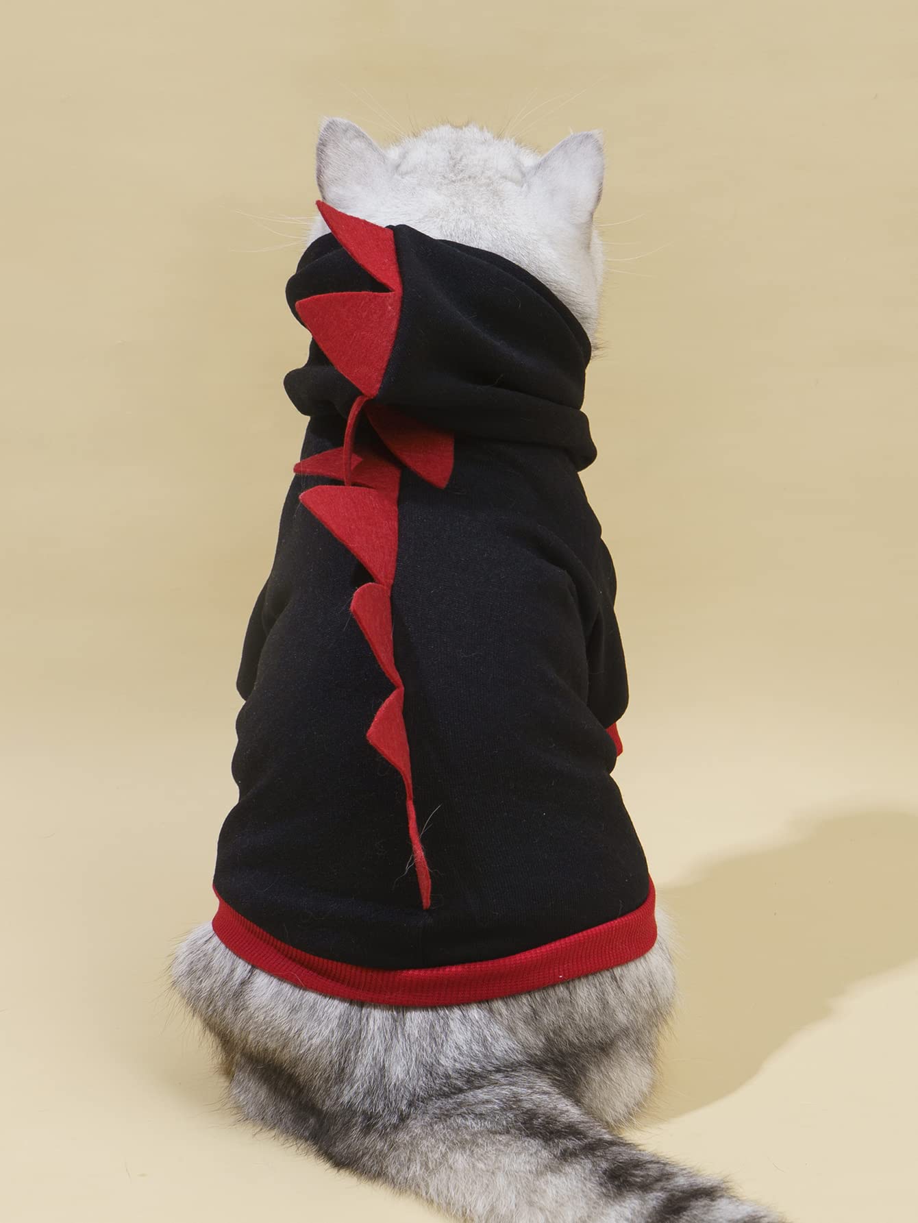 Qwinee Dinosaur Dog Hoodie Dog Warm Jacket Christmas Halloween Dog Costume Dog Clothes For Puppy Kitten Small Medium Dogs Cats Black Xl