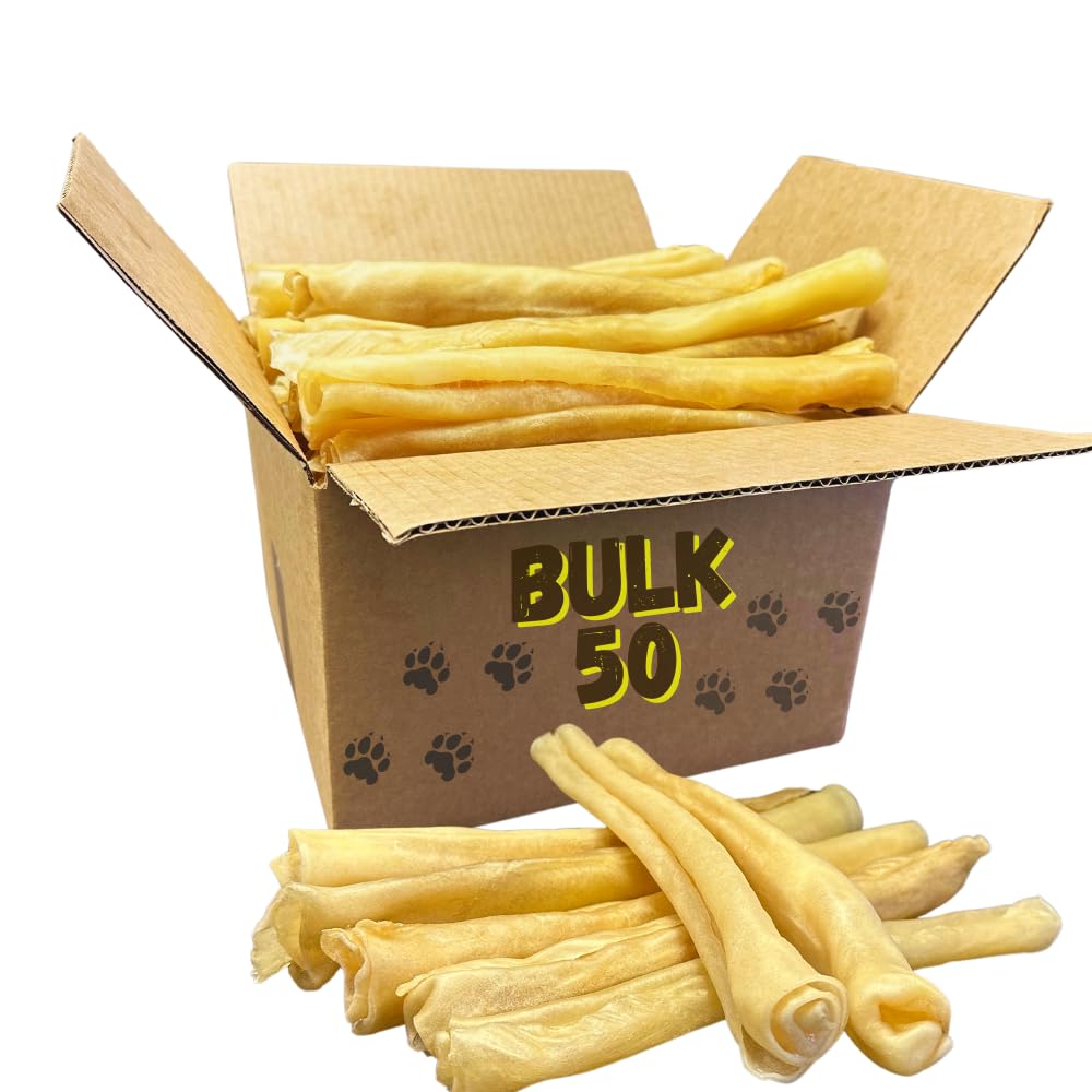 Amazing Dog Treats - Large Collagen Stick - (12 Inch - 50 Count) - Collagen Beef Cheek Rolls For Dogs - 100% Pure Collagen Stick