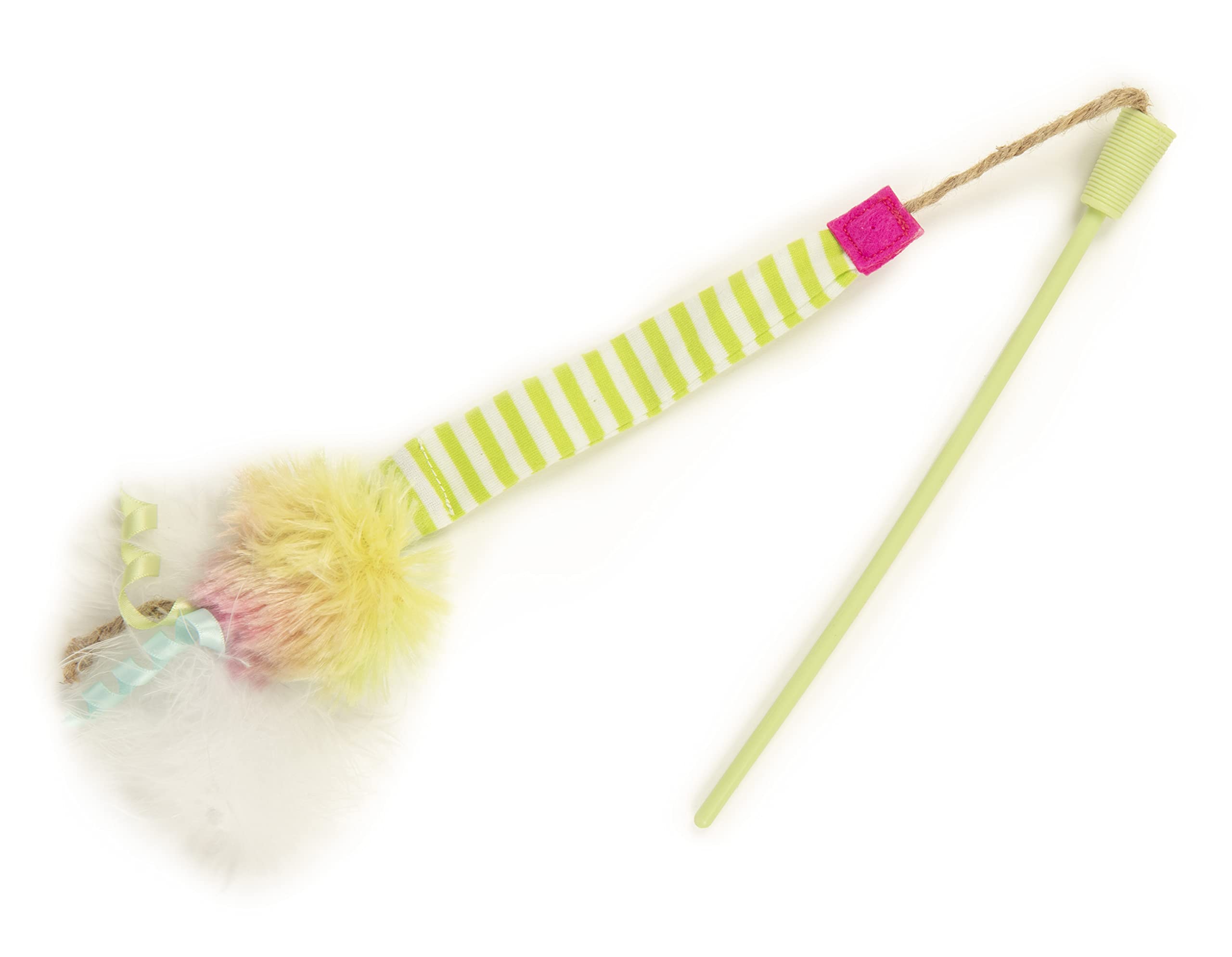 Smartykat Silly Swinger Plush Wand Cat Toy, Includes Catnip Toy - Green, One Size