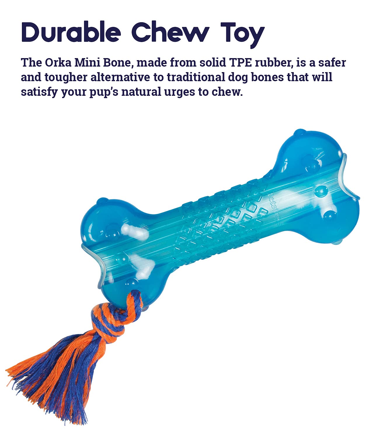 Petstages Orka Bone Royal Blue Treat-Dispensing Dog Chew Toy