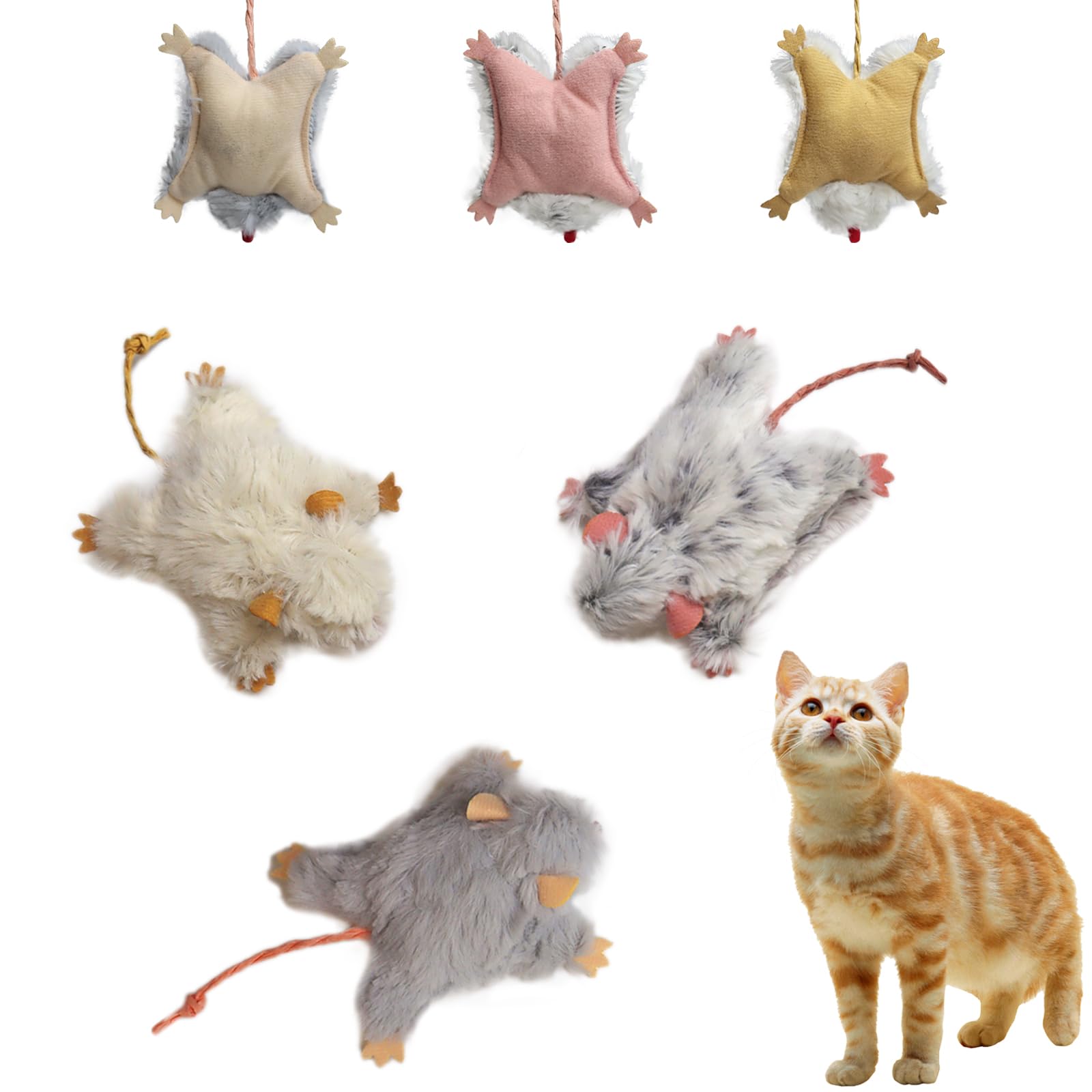 Veinbuty Catnip Cat Mice Toy,3 Pcs Plush Cats Nip Mouse Toys for Teeth Cleaning Chew Kitten Kicker Toy with Crinkle & Bell Cat I