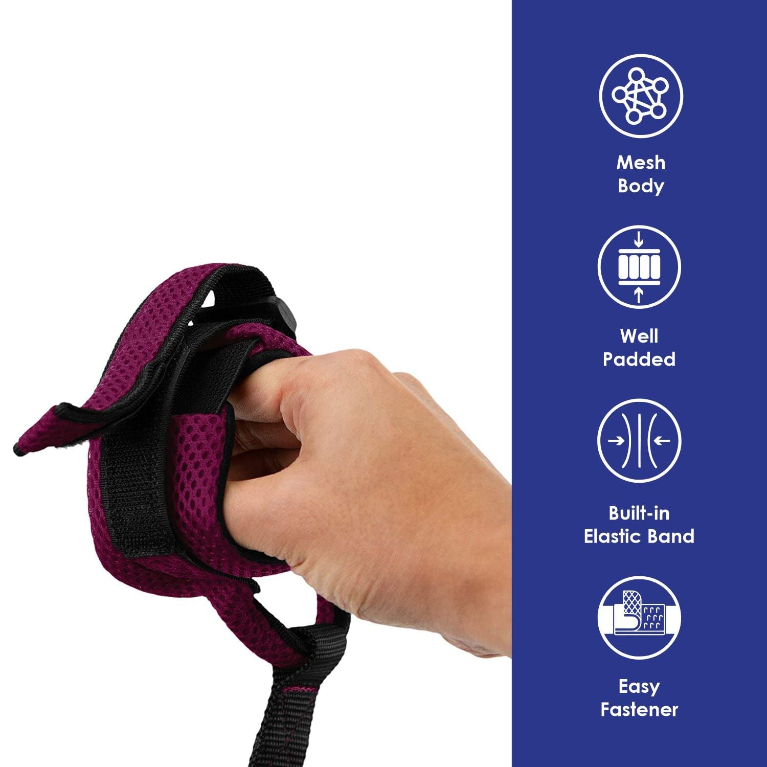 Gooby Soft Mesh Wrist Band Surfer Leash - Purple, 6 Ft - Comfortable Hands Free Leash With Elastic Band For Small, Medium And Large Dogs
