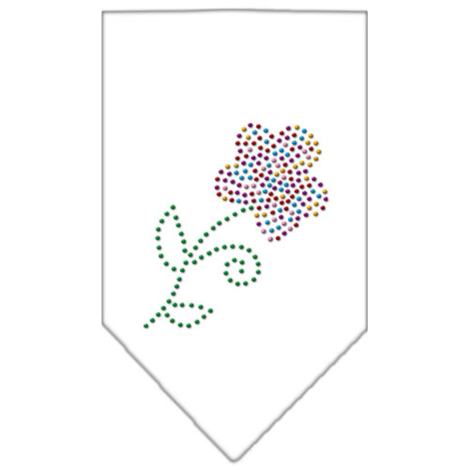 Pet and Dog Bandana Rhinestone, "Multi Flower" White Large