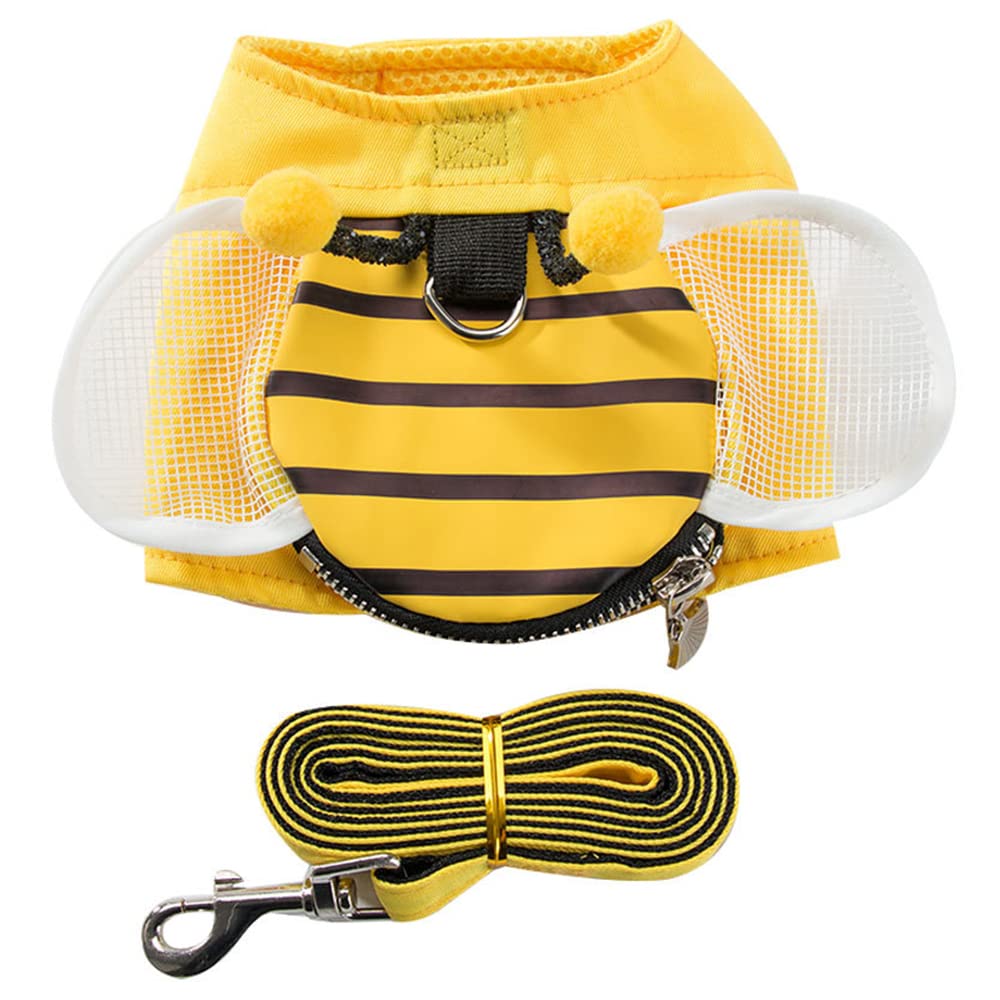 Nacoco Small Dog Bee Harness And Leash Set - Cat Costume Pet Funny Walking Vest For Small Dogs, Cats And Puppy (M)