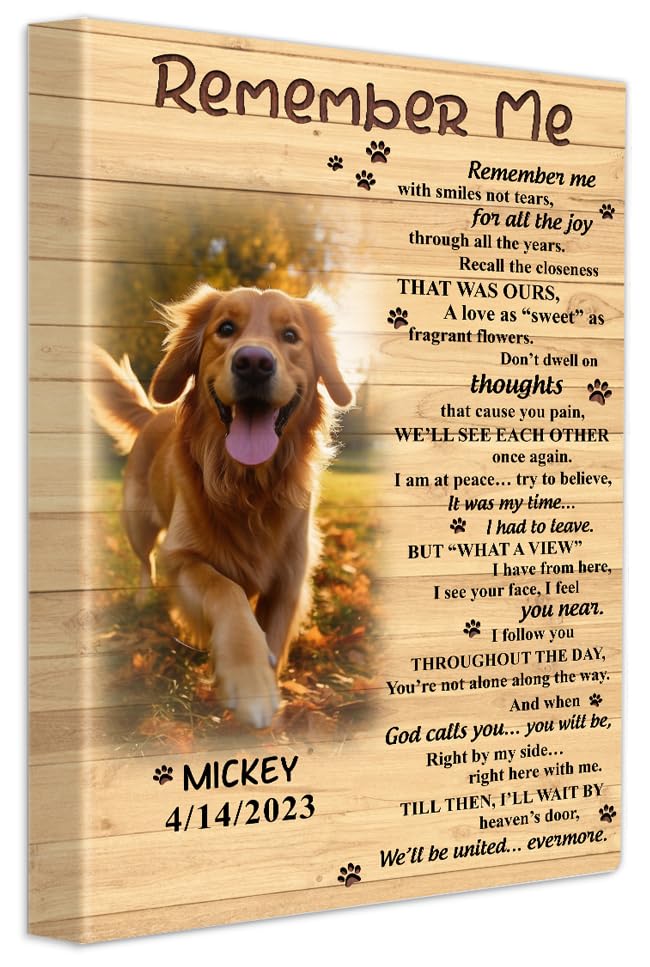S101616 Dog Memorial Portrait Canvas Gifts - Remember Me Memorial Personalized With Picture Date