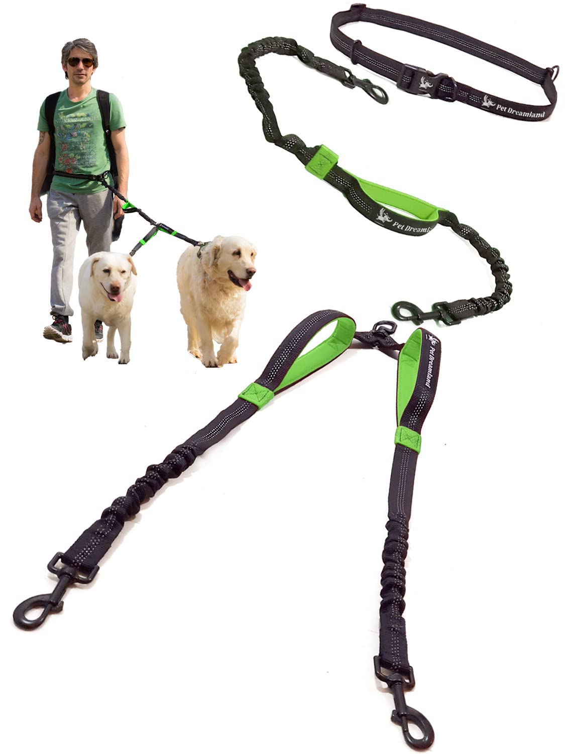 Double Dog Leash For Large Dogs | Hands Free Dog Leash 2 Dogs | Waist Dog Leash For Large Dogs | Two Dog Leash For Large Dogs | Leash For Big Dogs | Hands Free Running Dog Leash | Dog Accessories