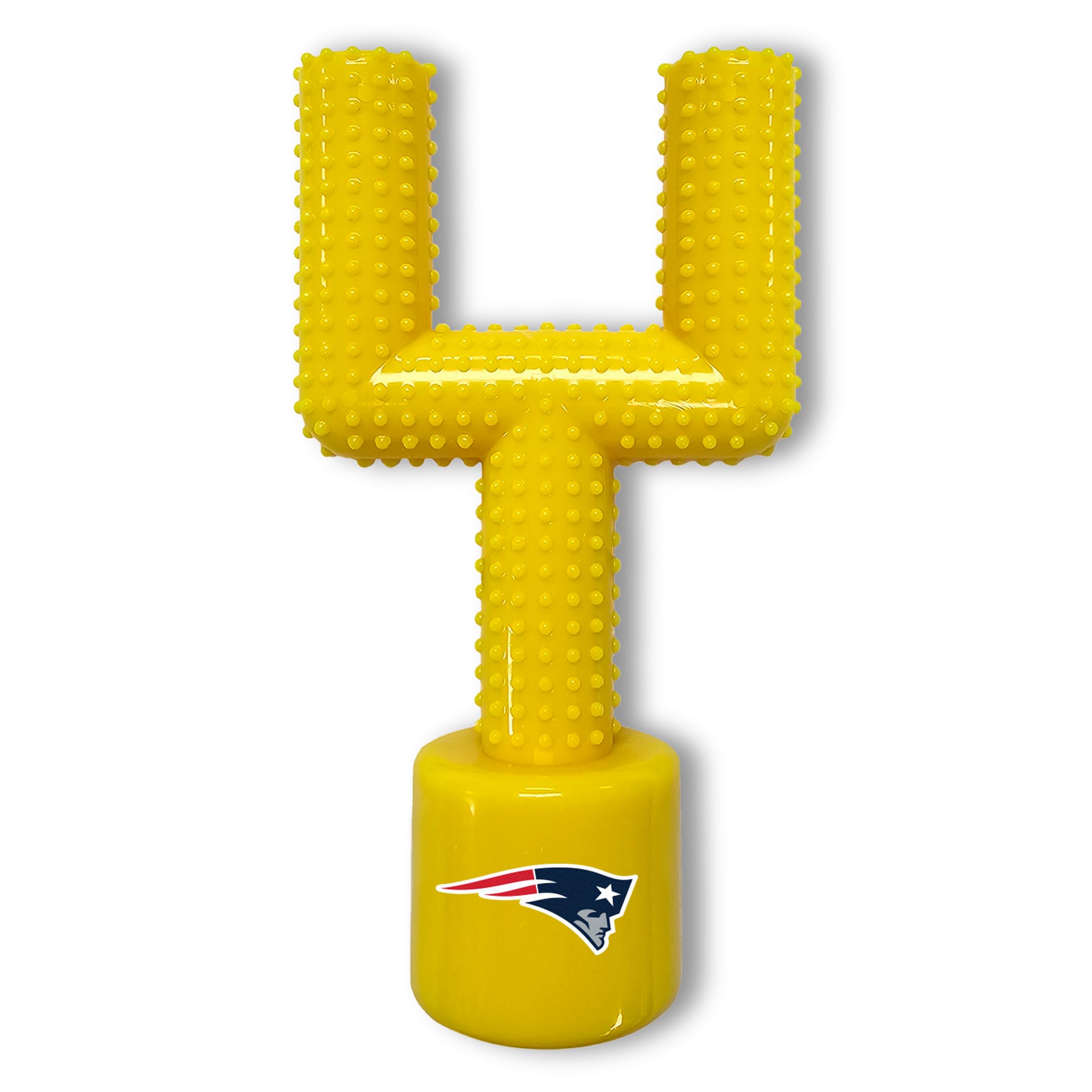 Nfl New England Patriots Mega-Chew Hard Nylon Bacon-Flavored Dog Bone Football Goal Post Chew Toy. Interactive Tasty Fun Chew To