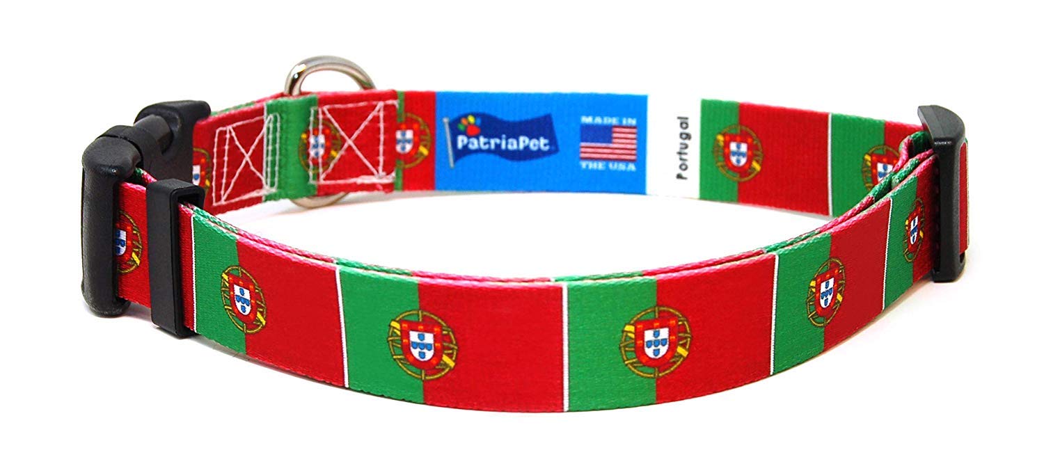 Portugal Dog Collar | Portugal Flag | Quick-Release Buckle | Made In Nj, Usa | For Extra Large Dogs