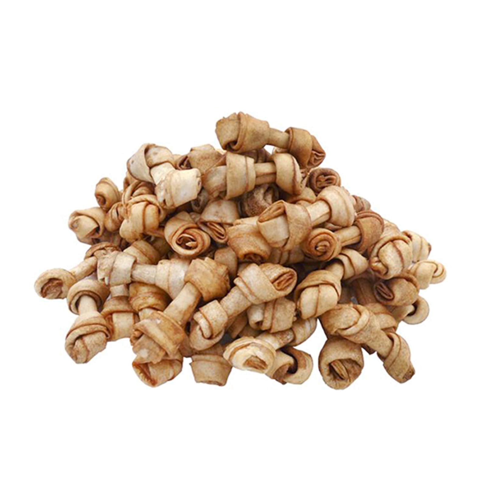 MON2SUN Dog Rawhide Knot Bones Small Rawhide Bones Mini Chews Chicken Flavour 2.5 Inch 60 Count for Puppy and Small Dogs