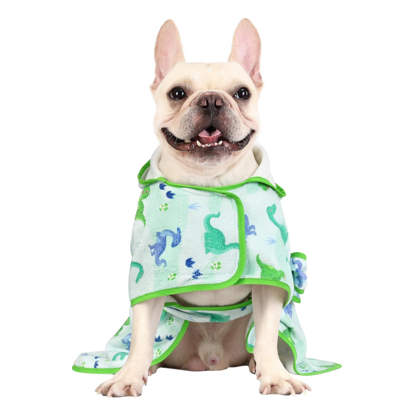 Hde Dog Bathrobe Super Absorbent Quick Drying Towel With Hood For All Dog Breeds Sizes S-Xxl - Cute Dinosaurs - S