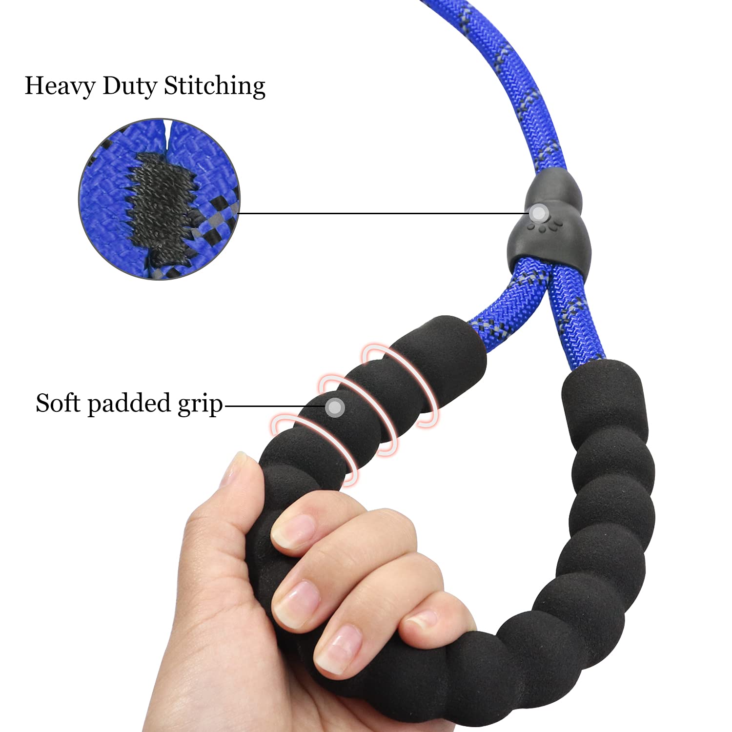 Tagme Slip Leads For Dogs, 6 Ft Heavy Duty Dog Leash With Padded Handle, Strong Rope No Pull Pet Training Leash For Large Dogs,Navy Blue