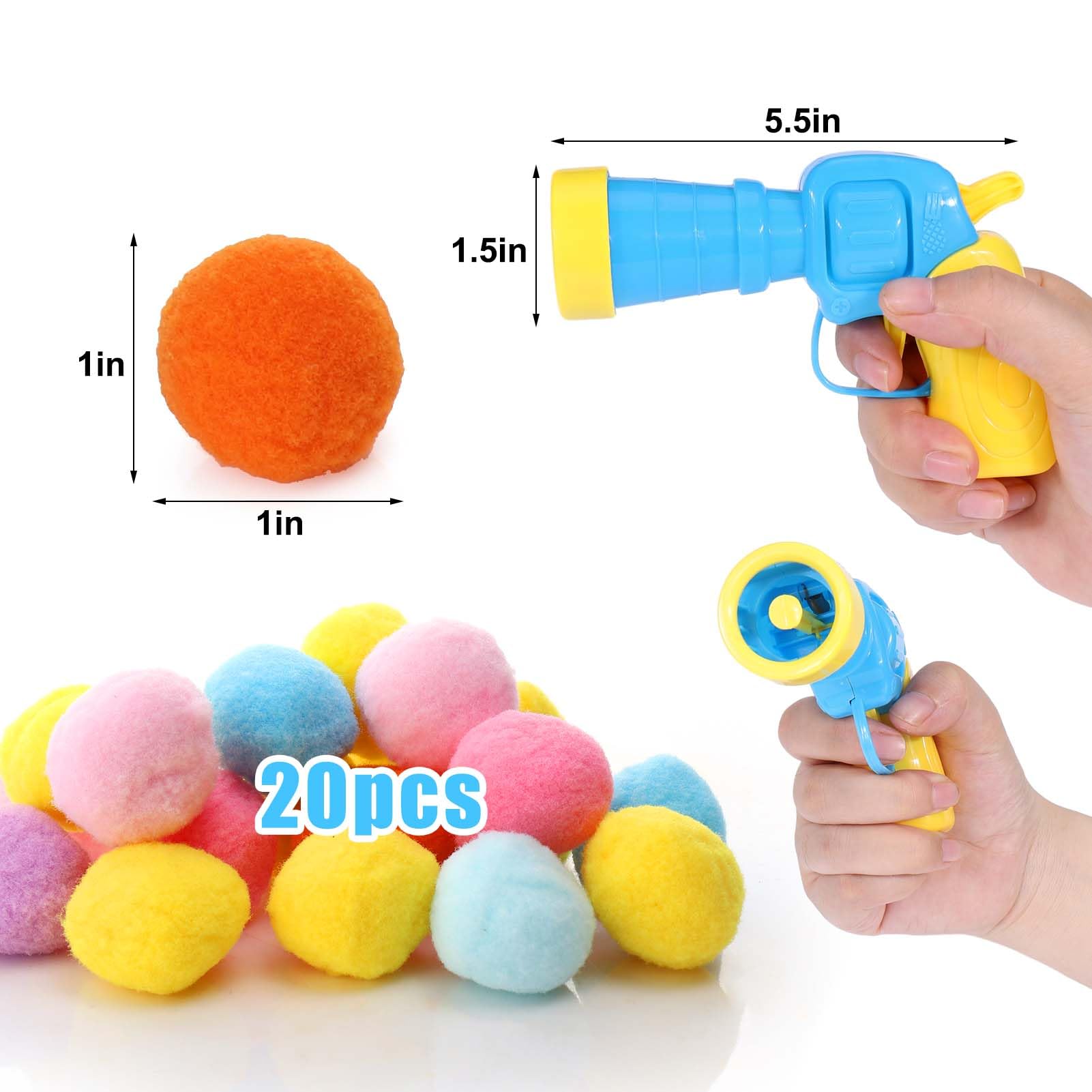 Aiersa Cat Toy Ball Launcher, Plush Ball Shooting Gun With 20 Pom Pom Balls, Interactive Indoor Cat Fetch Toy