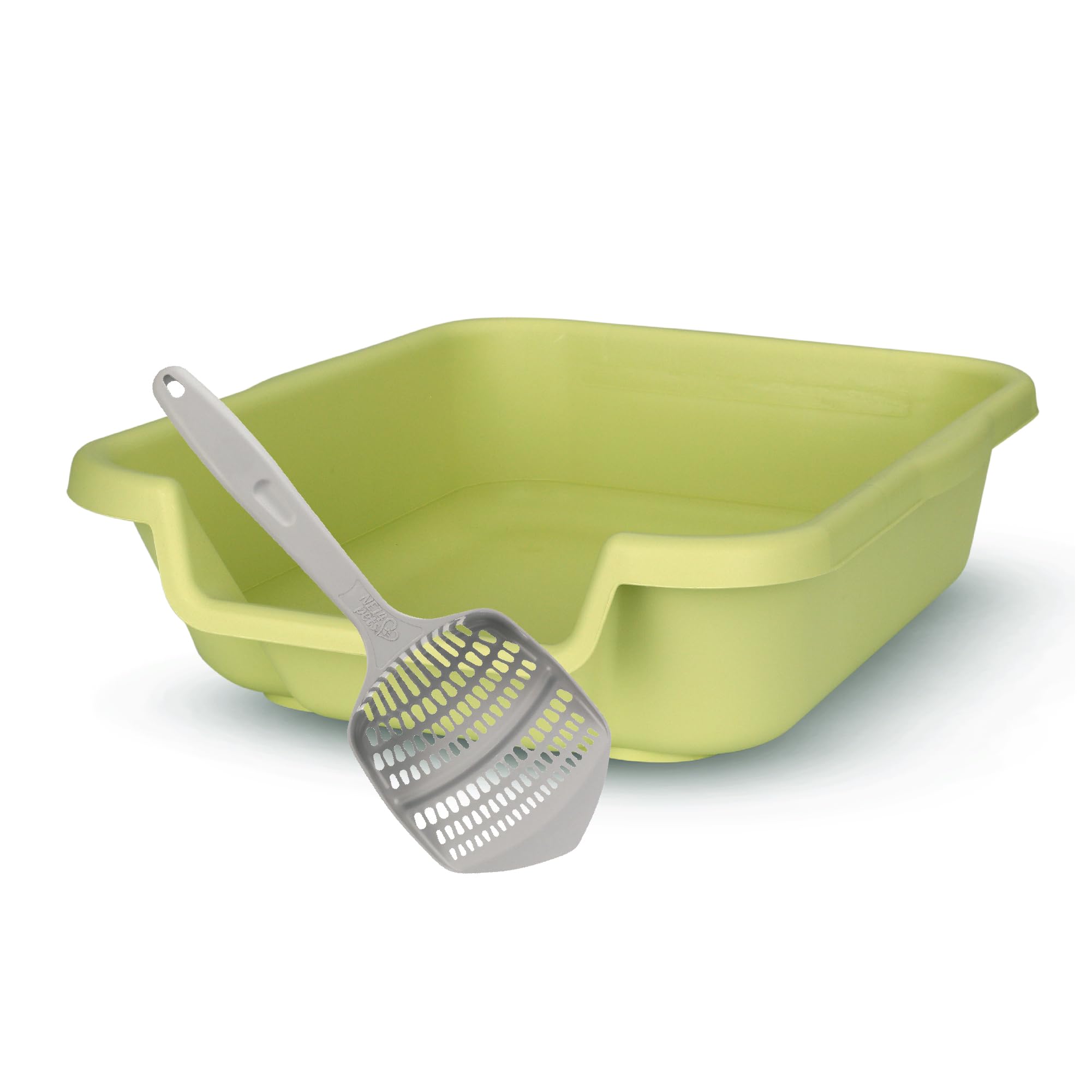 Kittygohere Senior Cat Litter Box 1 Pack, Small Green Low Entrance Kitty Litter Box, Sized For Cats Comfort, Perfect For Senior 