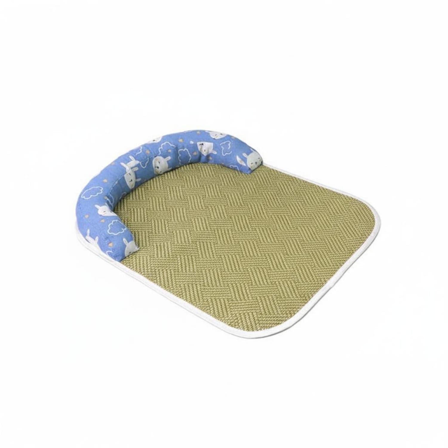 STYLEHEAVEN Woven Raised Border Pet Mat Curved RattanDesign Sleeping Mat Textured Rounded Corners, Blue, XL Pet Supplies | Smal