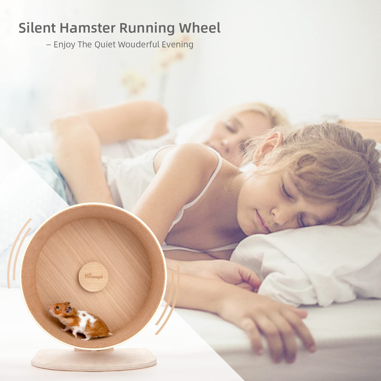 Niteangel Wooden Hamster Exercise Wheel: - Silent Hamster Running Wheel For Hamsters Gerbil Mice And Other Similar-Sized Small P