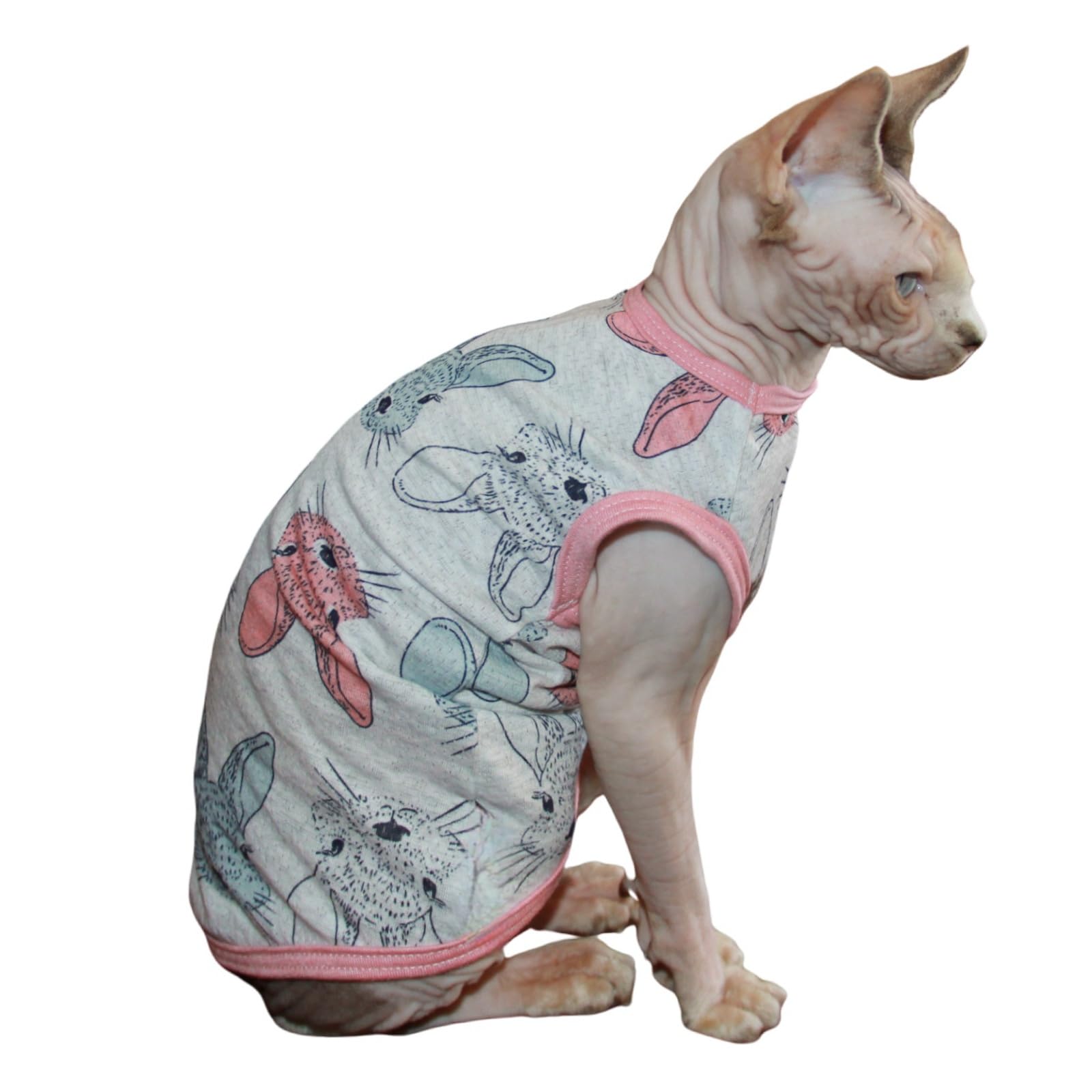 Sphynx Cat Clothes Vest Hairless Cat T-Shirts Pet Kitten Clothes Kitten Shirts Vest Cats & Small Dogs Apparel (Easter Bunny, Med